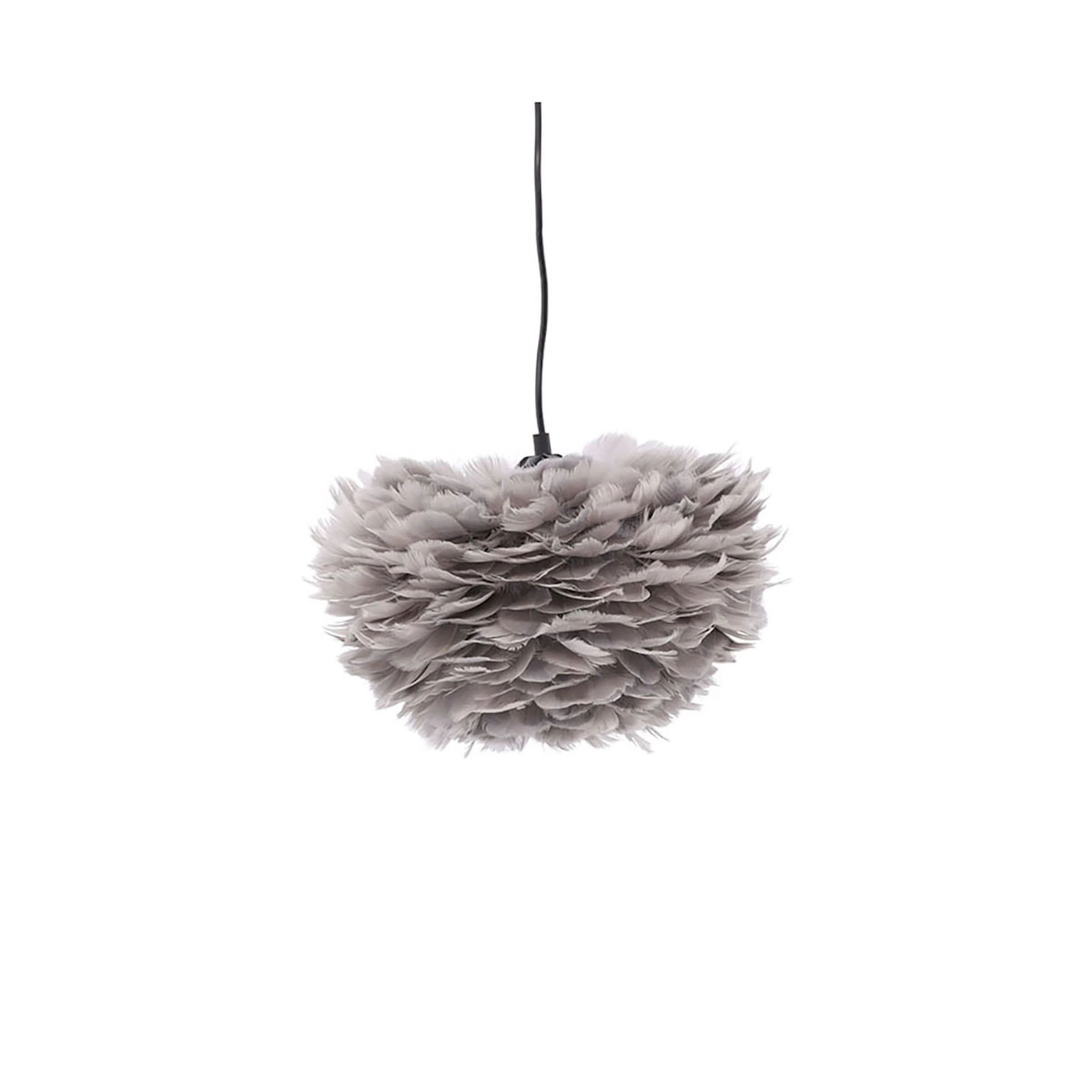Nicola - Small Pendant Lamp - Black / Grey artificial feathe Grå