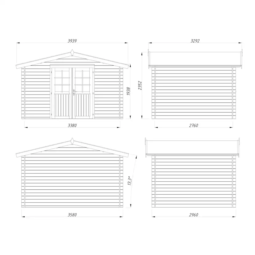 Friggebod Palmako Valentine 9,3 m² Komplett Stuga med Sadeltak