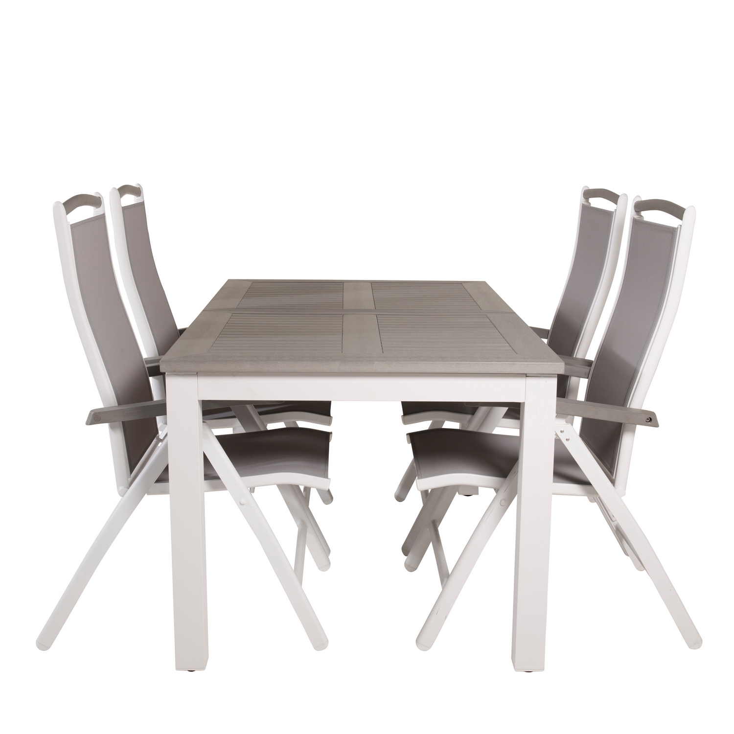 Albany Dining Table 152/210*90 - White Alu / Grey Aintwood+A Grå