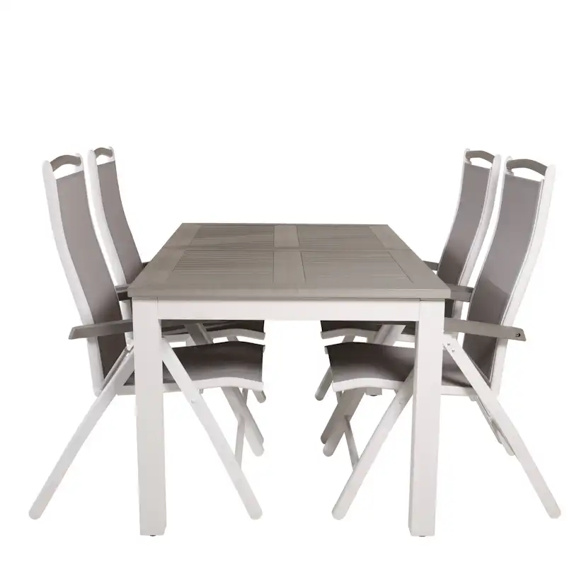 Albany Dining Table 152/210*90 - White Alu / Grey Aintwood+A Grå