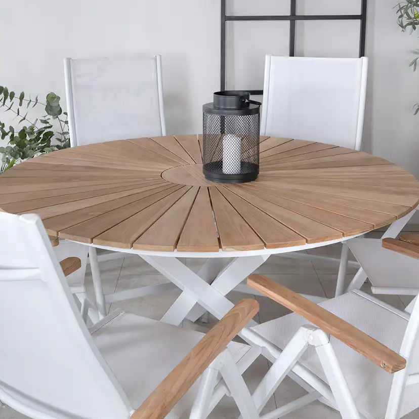 Matgrupp Venture Home Mendi Rund med 6 Pave Stolar
