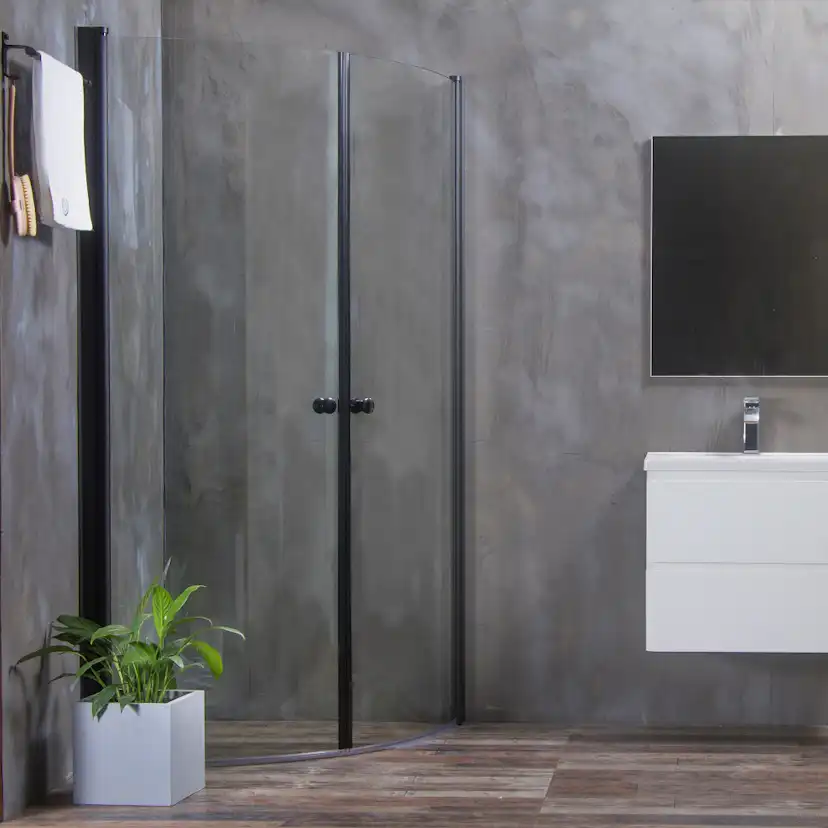 Duschhörna Bathlife Mångsidig Rund Dörr 45° Svart