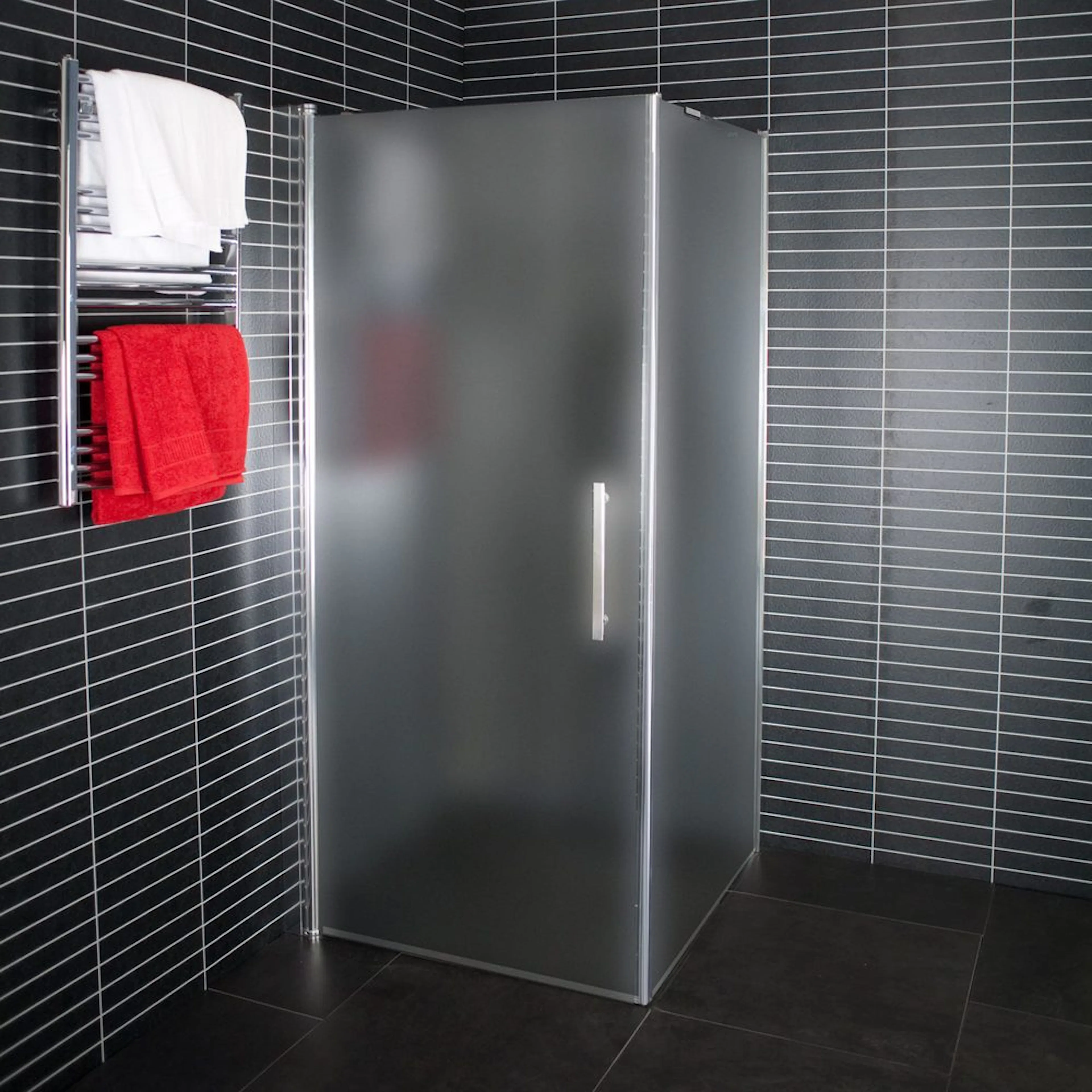 Duschhörn Arrow Square Frostat Glas900x900xDörr: 900, Fast vägg: 900 mm