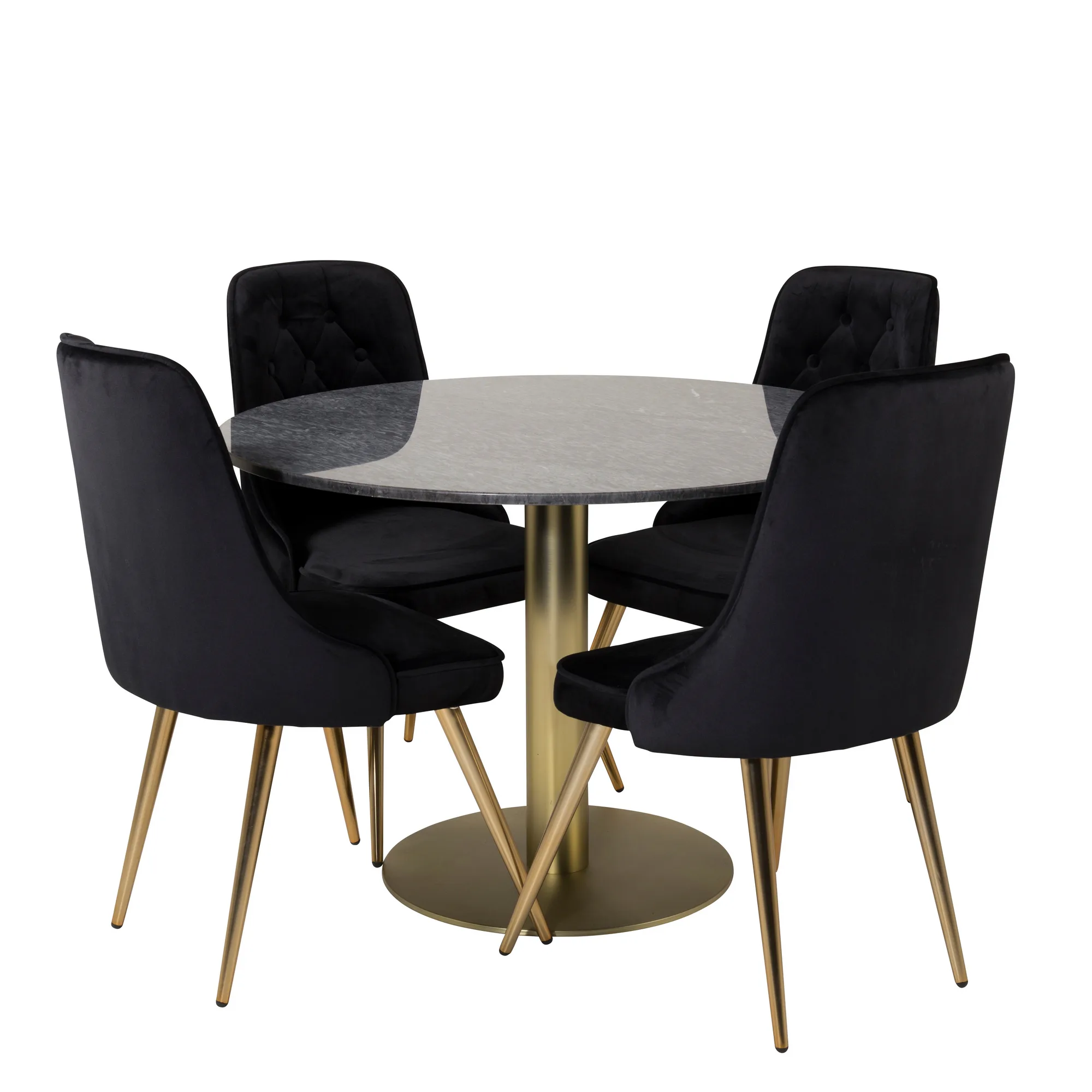 Matgrupp Venture Home Estelle Rund med 4 Vera Stolar Sammet