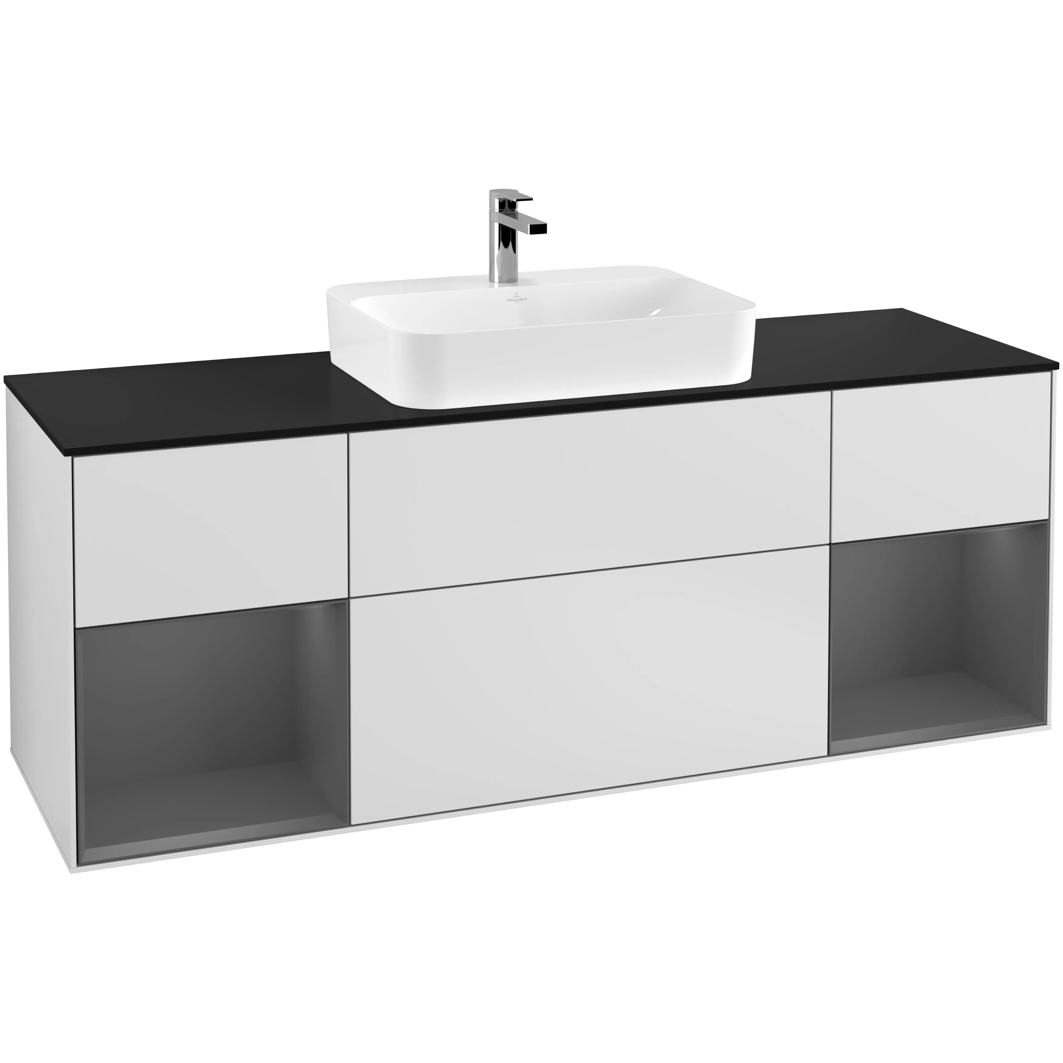 Tvättställsskåp Villeroy & Boch Finion med Två Hyllor och Bänkskiva för Ytmonterat Tvättställ