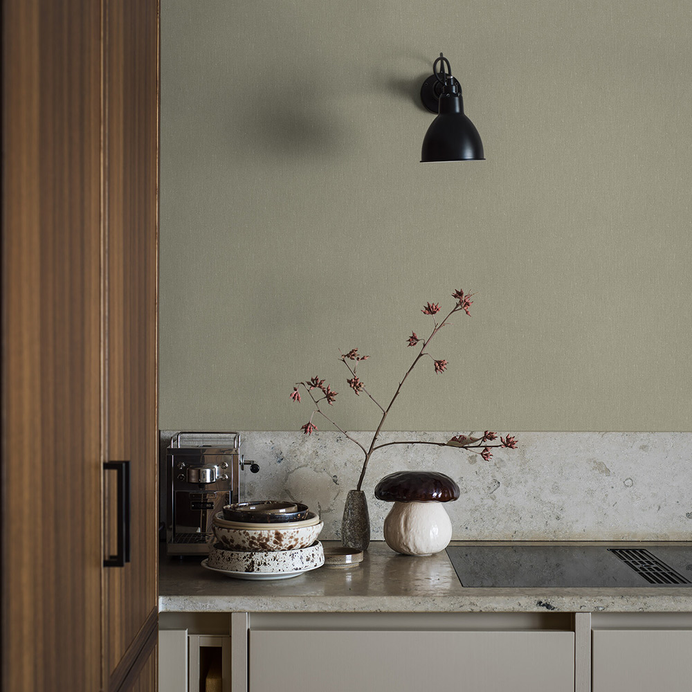 Tapet Boråstapeter Linen Soft Olive 4335 EasyUp, Enfärgad Grön