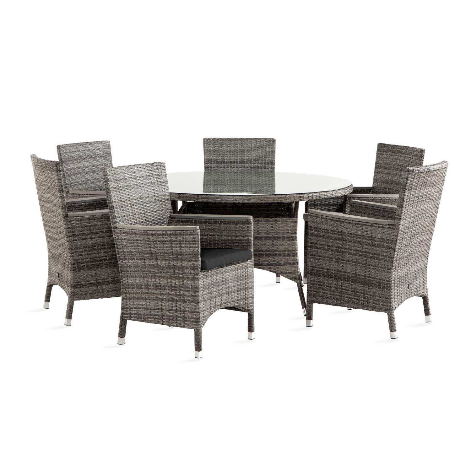 Matgrupp Comfort Garden Thor Matgrupp Utomhus Ø140 med 6 Fåtölj Lyx m Armstöd m Dyna