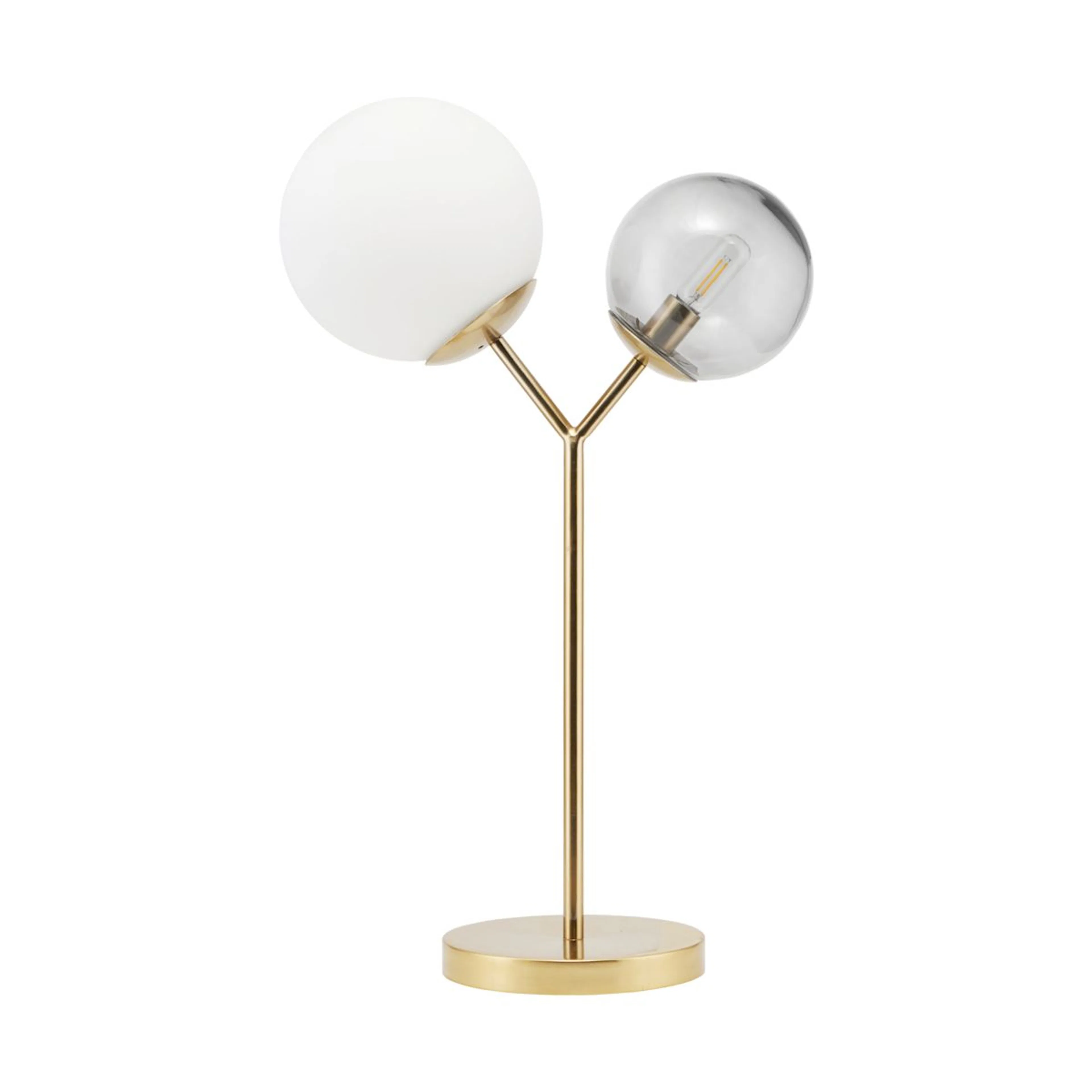 Table lamp, Twice, Brass, E14, Max 40 W, 2.5 m cable, Handma Mässing/Vit/Rökfärgad