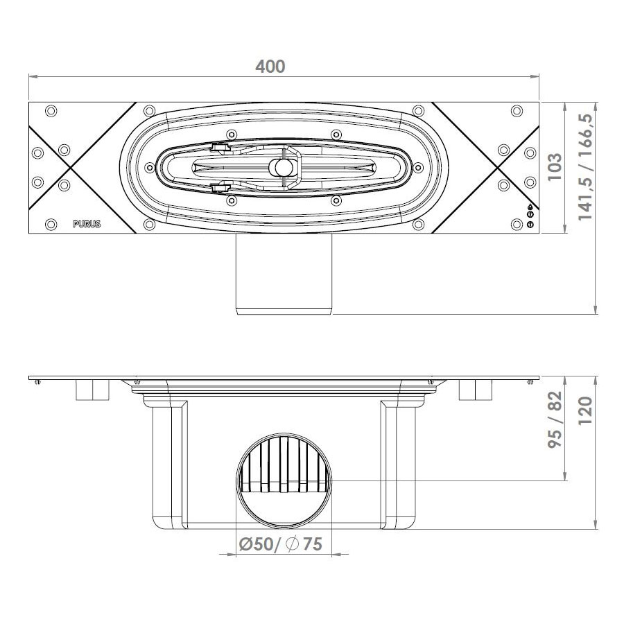 Golvbrunn Purus Line Premium Sida Ø75 mm