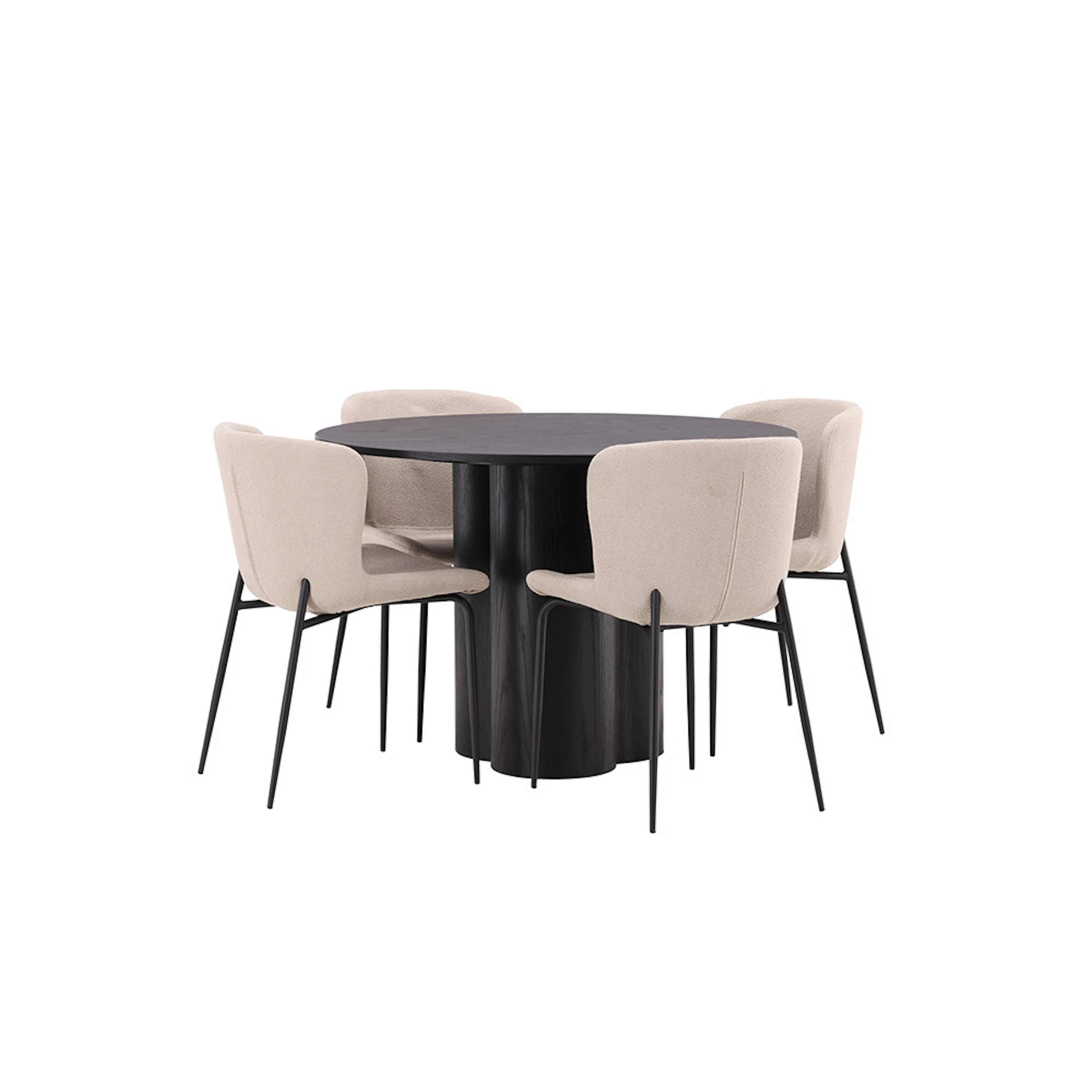 OliviaDiningTable-Black/BlackVeneer+ModestoDiningChair-Beige Svart/Beige