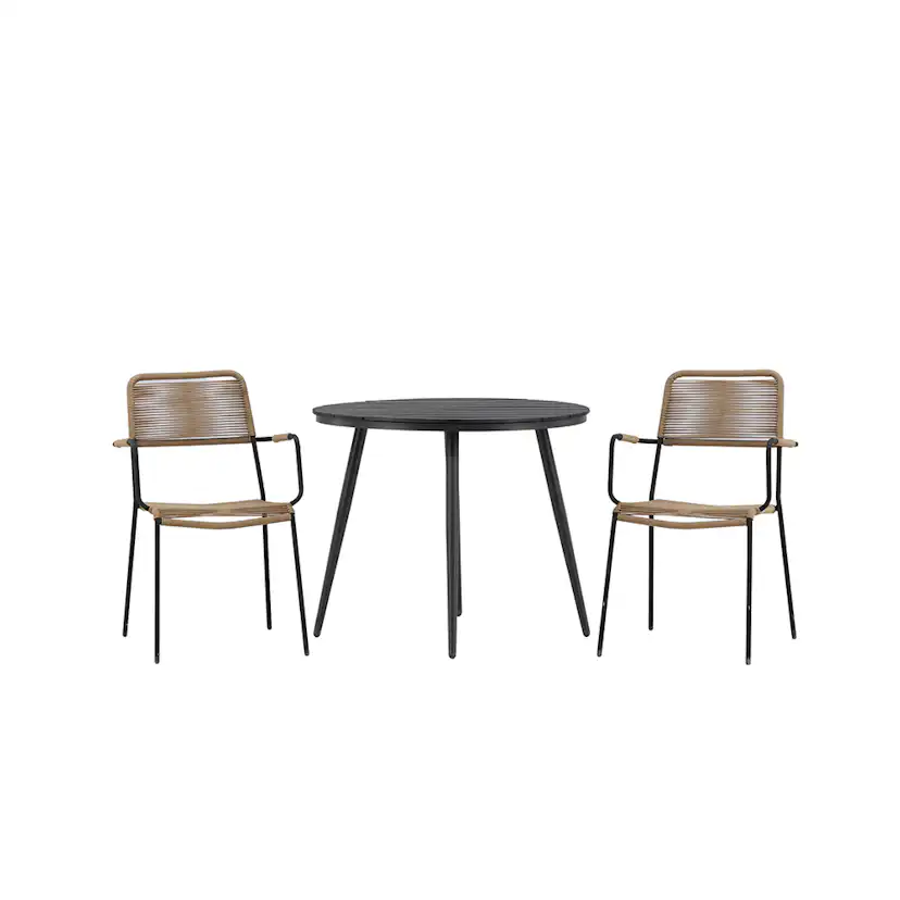 Cafégrupp Venture Home Break Ø90 cm med 2 Lindos Stolar med Armstöd