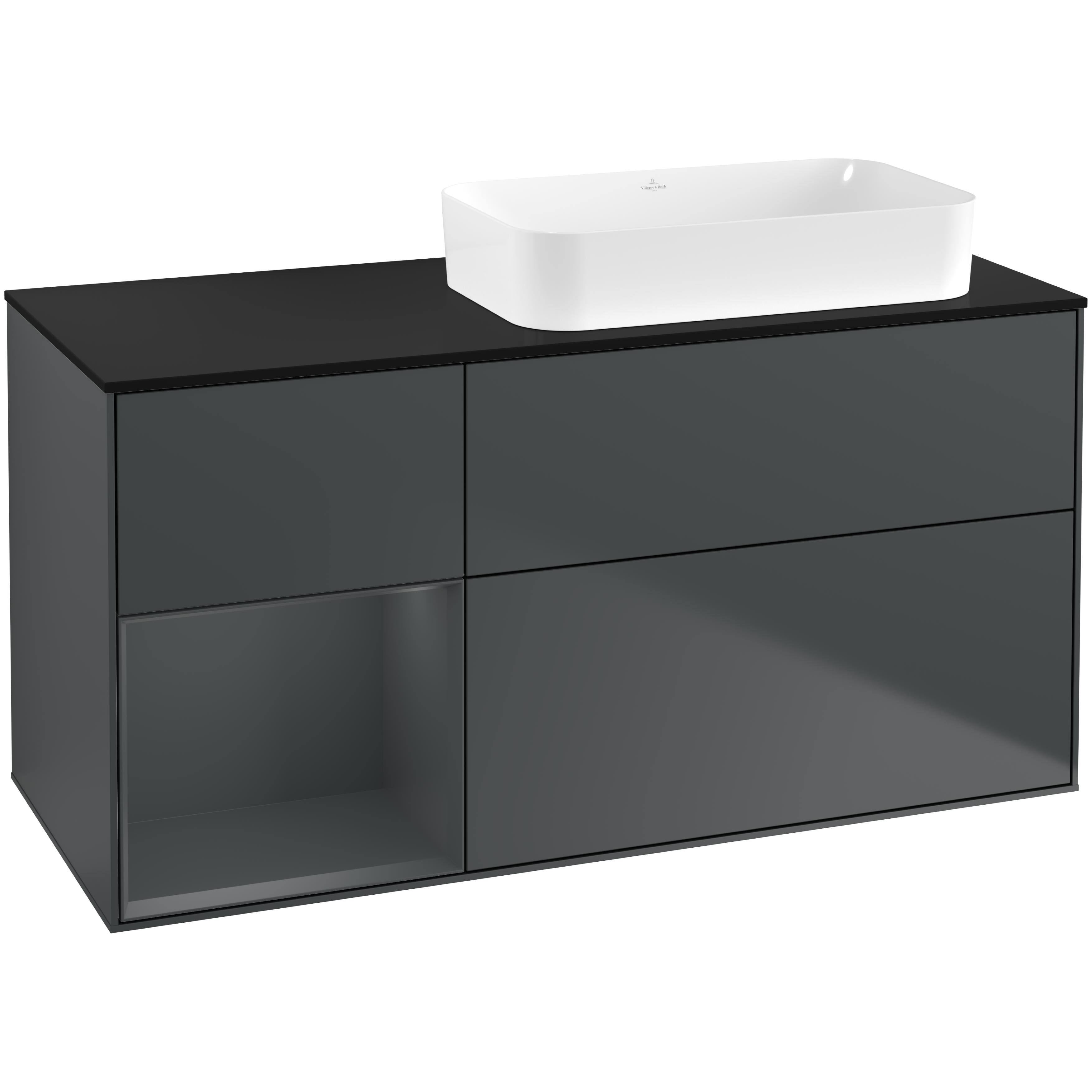 Tvättställsskåp Villeroy & Boch Finion med 3 Lådor Hylla och Bänkskiva för Ocentrerat Fristående Tvättställ
