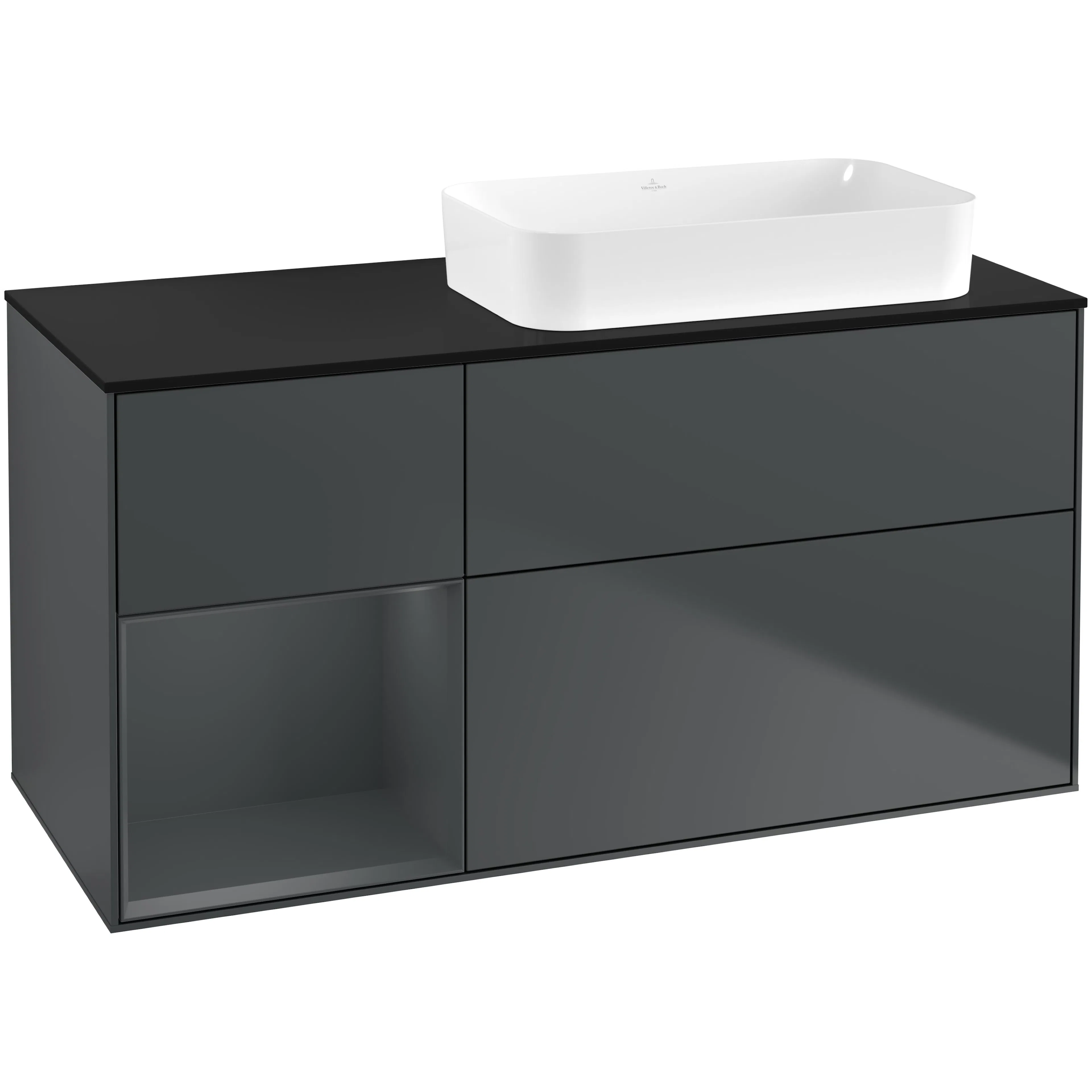 Tvättställsskåp Villeroy & Boch Finion med 3 Lådor Hylla och Bänkskiva för Ocentrerat Fristående Tvättställ