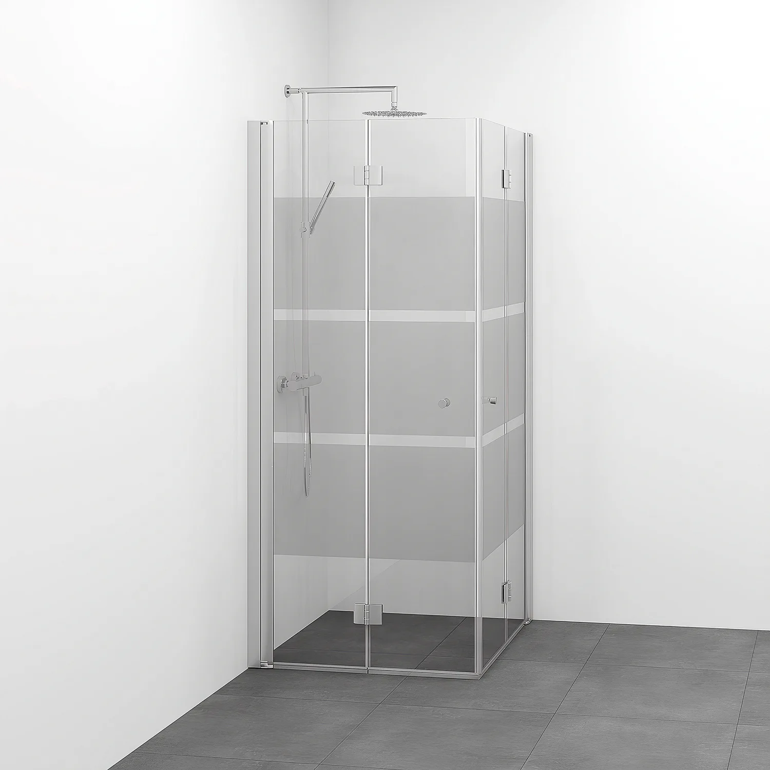 Spirit Vik Rak 70x10 Ma Sc 700x1000x1970 mm, Matt Aluminium, Screentryckt glas med Knopp