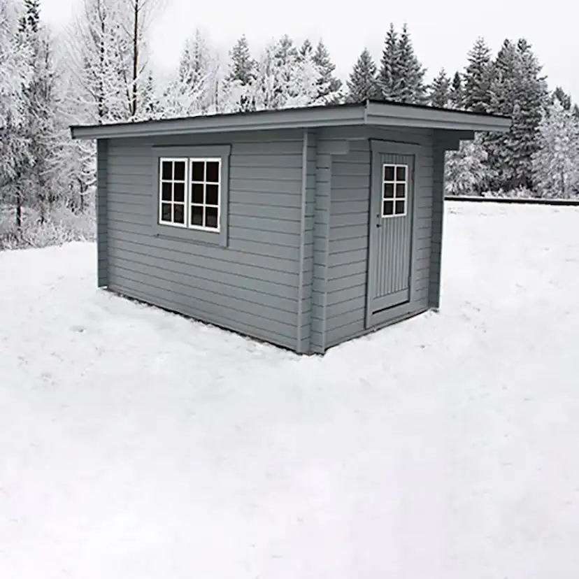 Friggebod Baseco Gauto Förgård 10 m² Timrad Stuga med Pulpettak