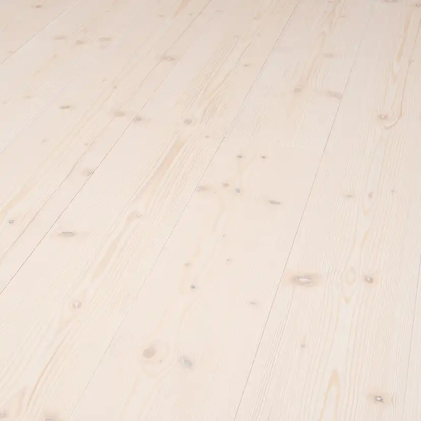 Massivt Trägolv DalaFloda HardSpruce Pearl Borstat & Vittonat 1-Stavs Grangolv