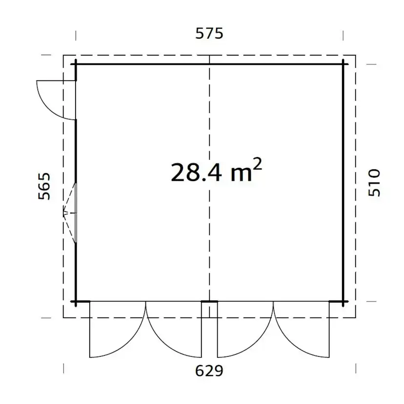 Garage Palmako Roger 28,4 m2 med Slagport