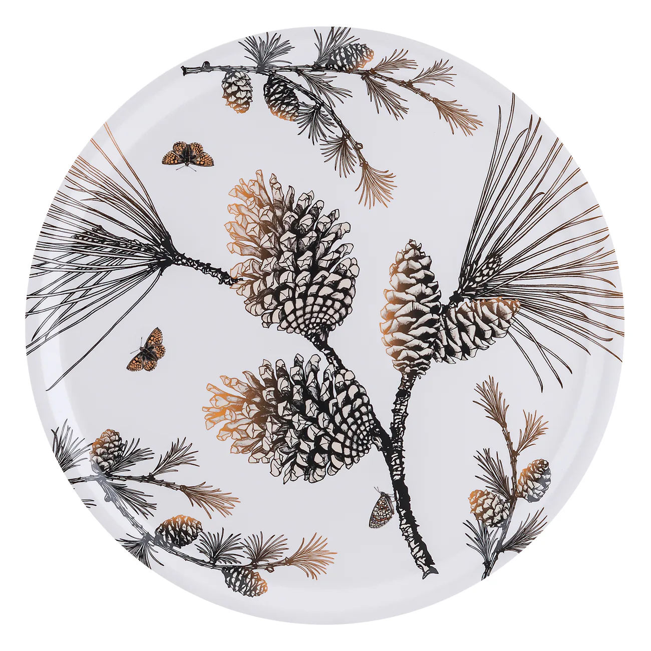 Åry Trays Pine cone "Bomullsvit" Bricka - Ø38cm Vit