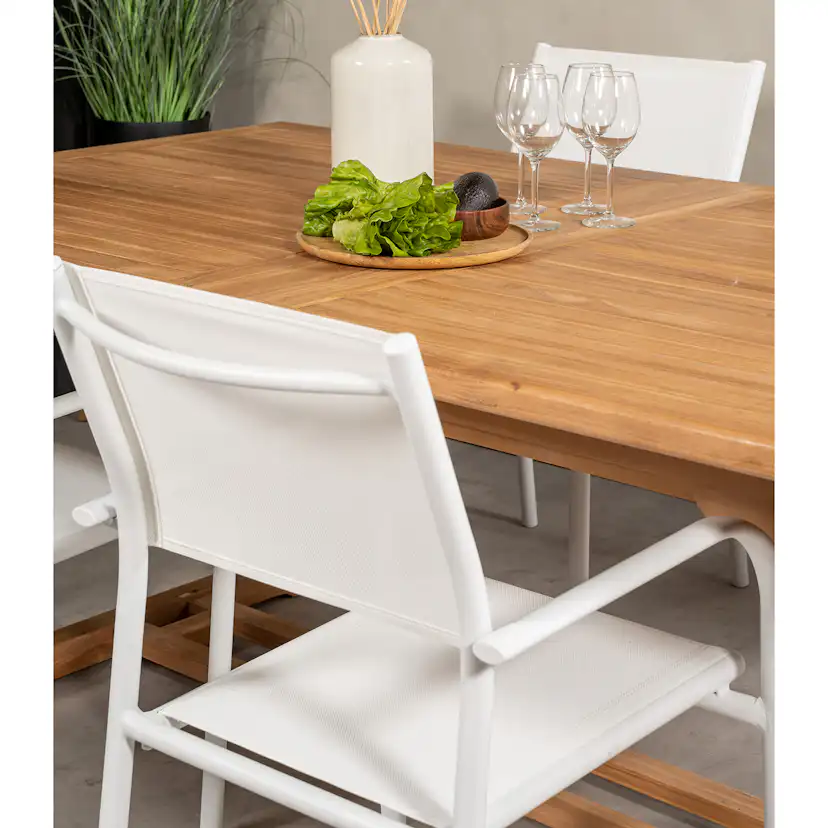 Matgrupp Venture Home Kenya 195-295x110 Teak med 4 Santorini Karmstolar