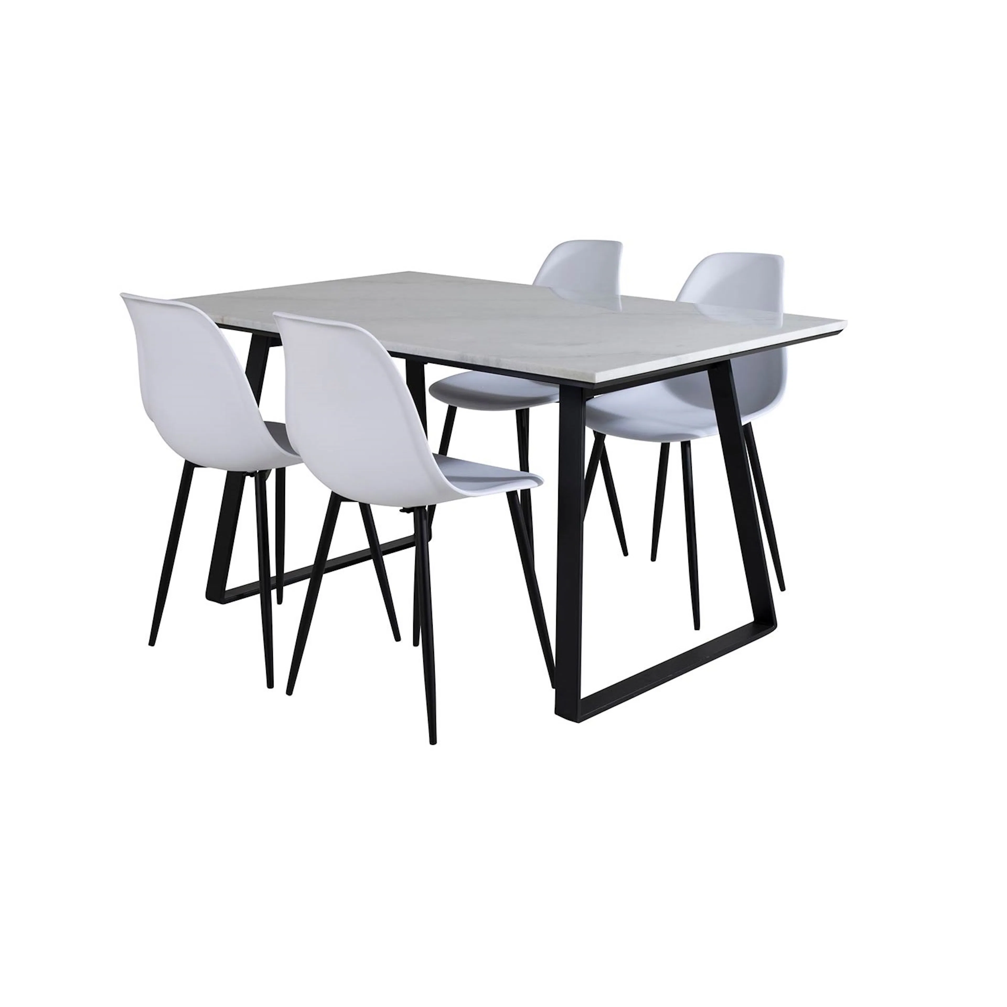 Estelle Table White / Black+Polar Chair - / White Plastic_4 Vit/Vit