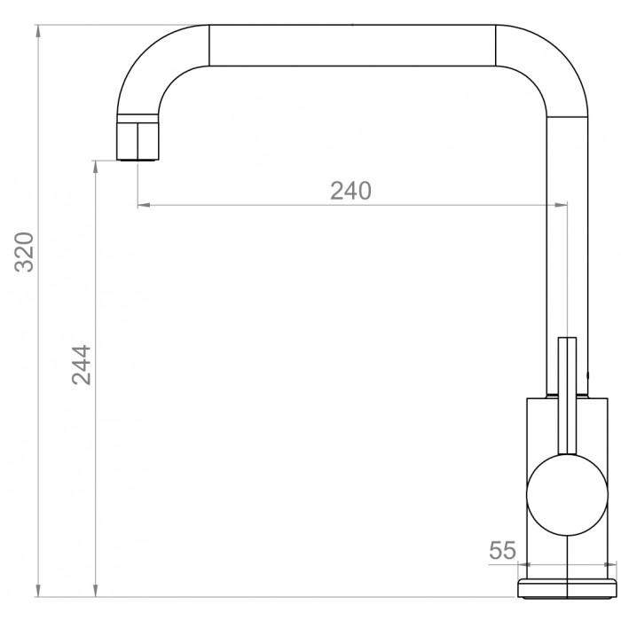 Köksblandare Strand Stainless Solid SO-1008E Rostfri Engreppsblandare Svängbar Pip