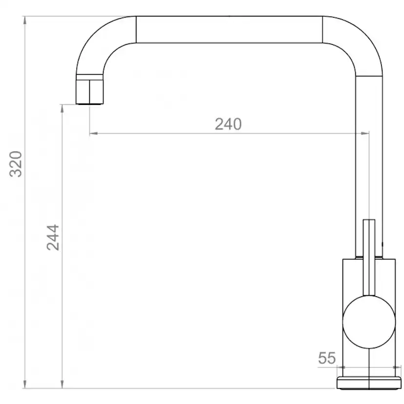 Köksblandare Strand Stainless Solid SO-1008E Rostfri Engreppsblandare Svängbar Pip