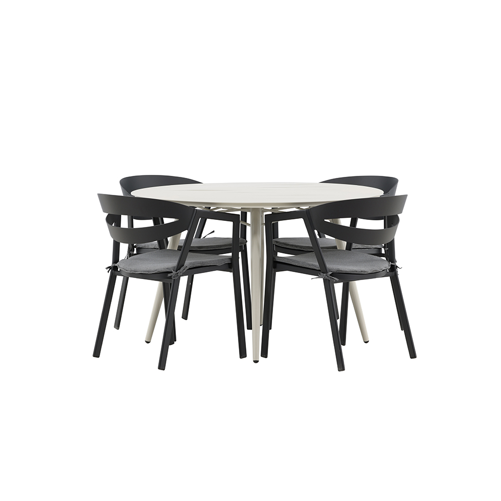 Matgrupp Venture Home Lina Ø120 cm med 4 Slit Stolar