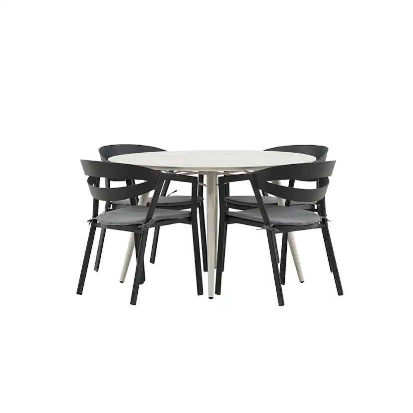 Matgrupp Venture Home Lina Ø120 cm med 4 Slit Stolar