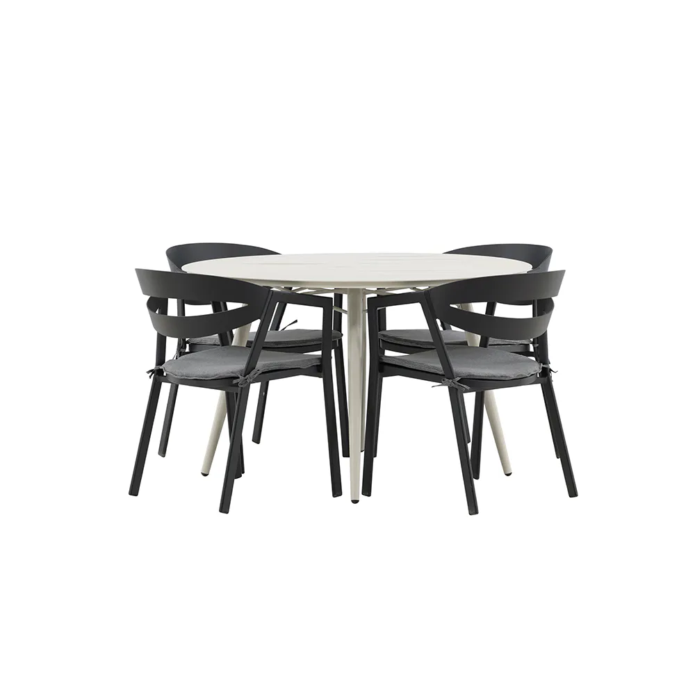 Matgrupp Venture Home Lina Ø120 cm med 4 Slit Stolar