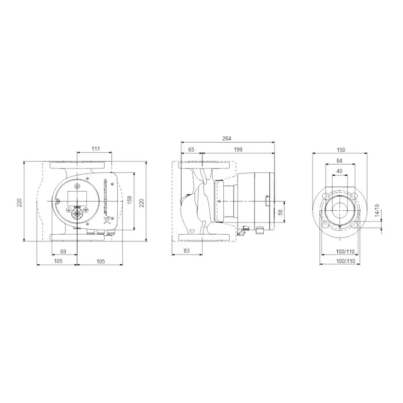 GRUNDFOS MAGNA3 40-60 F 220 (FLÄNSAD) CIRKULATIONSPUMP PN6/1 Modell: 40-60 F