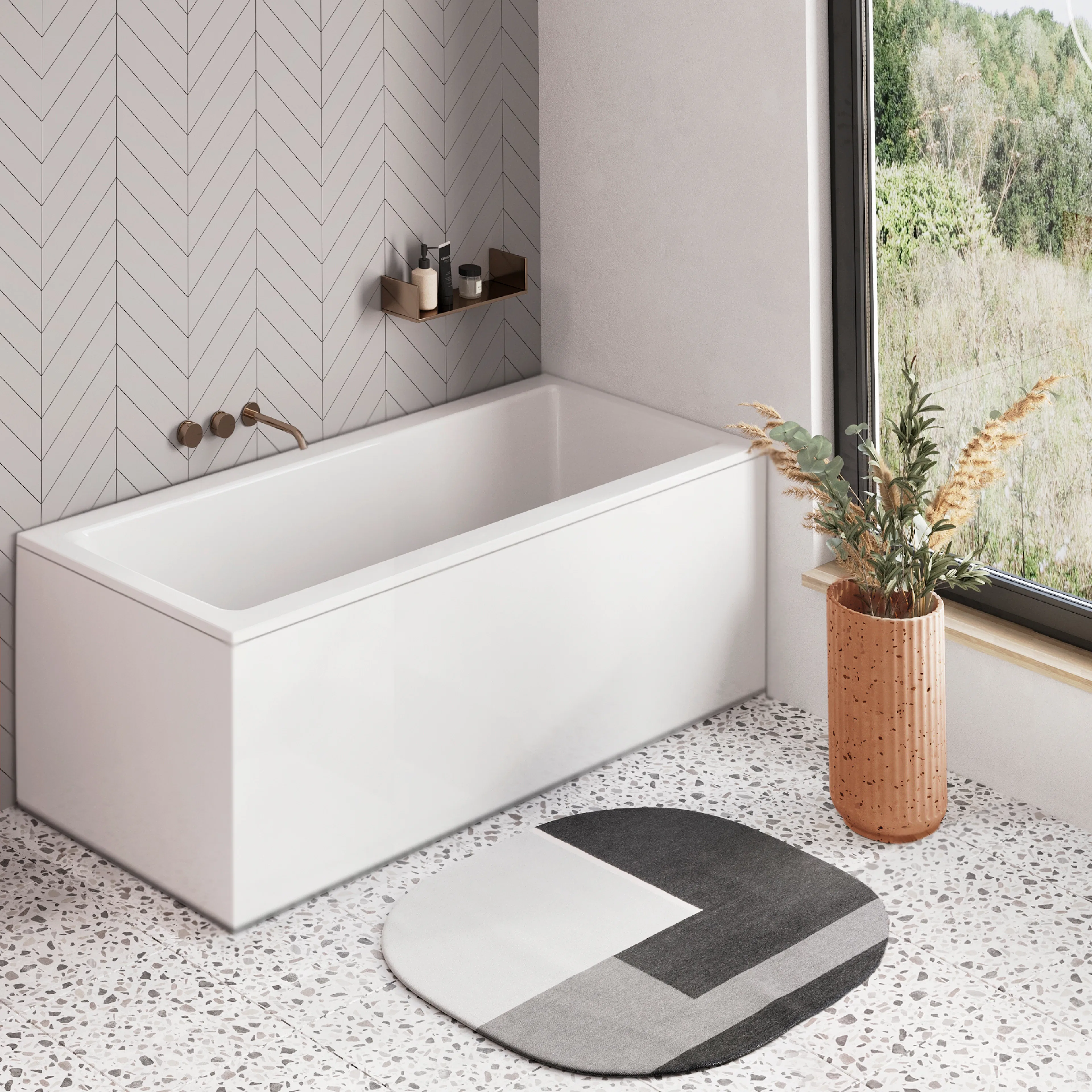 Badkar Borgholm 150 cm Bra U1 150 cm Bra U1: Med Frontpanel, Sidopanel till vänster, Sargblandare till höger