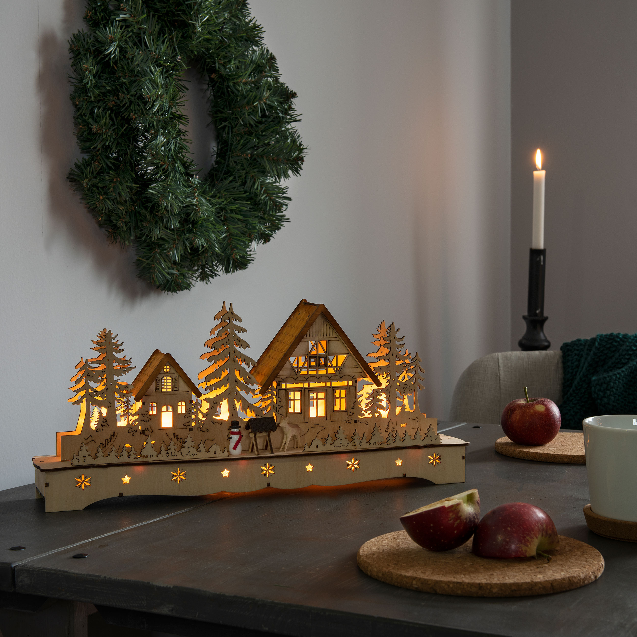 Dekorationsbelysning Gnosjö Konstsmide Hus med Snögubbe