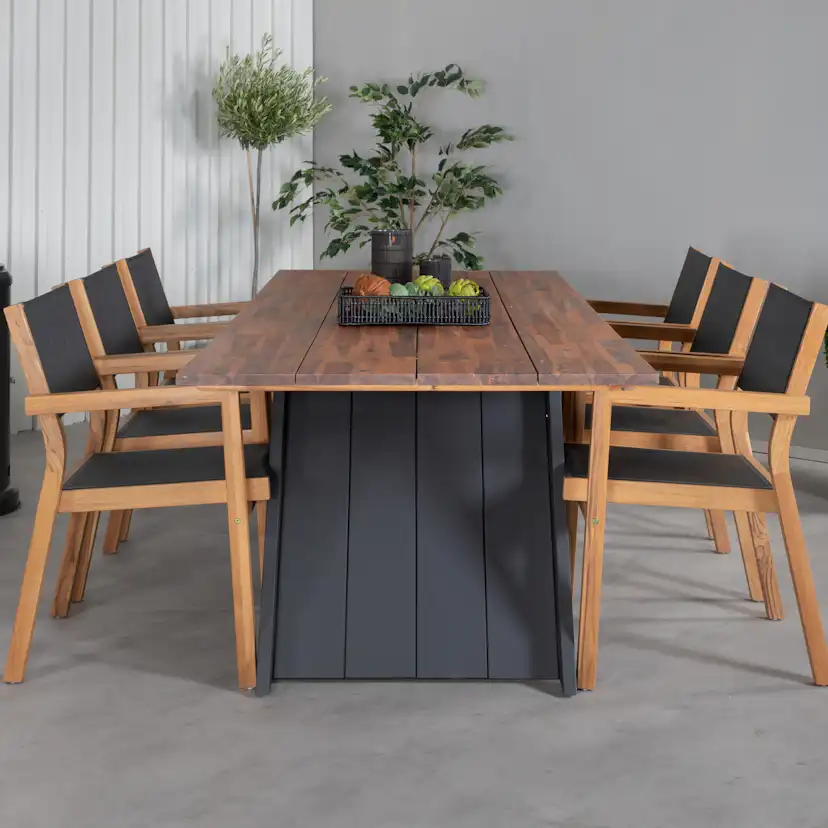 Matgrupp Venture Home Doni med 6 Vum Stapelbara Matstolar