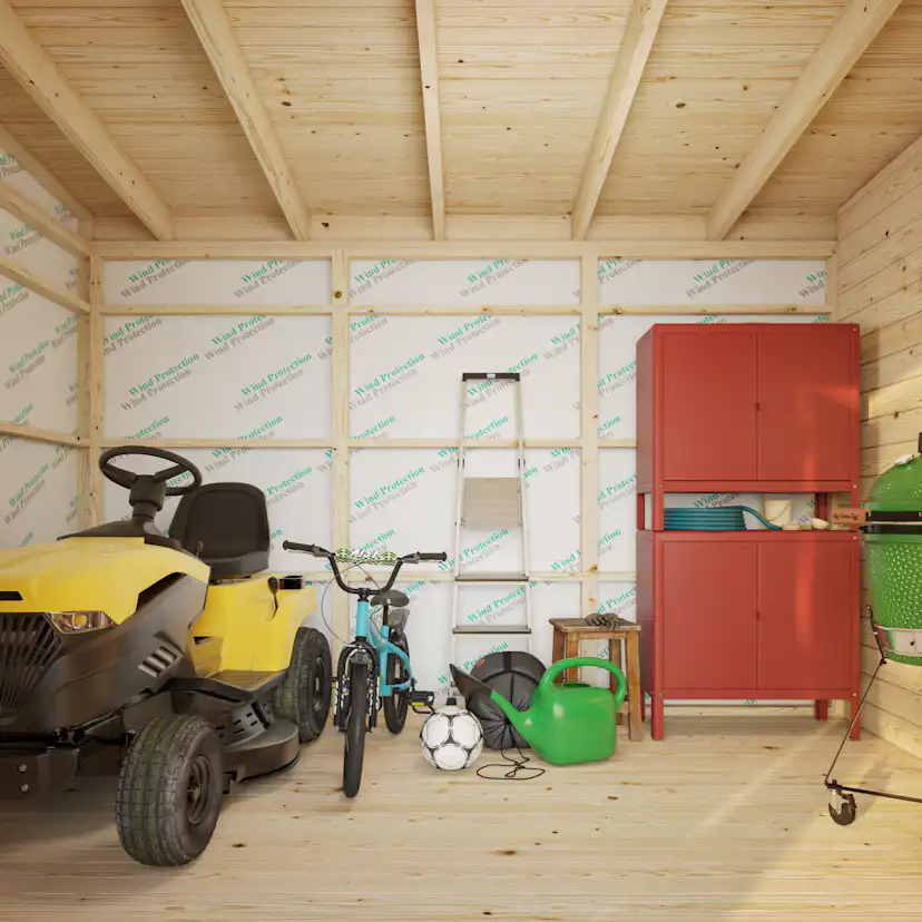 Förråd Palmako Kalle 16,9 m² Redskapsbod i Trä med Pulpettak & Dubbla Dörrar