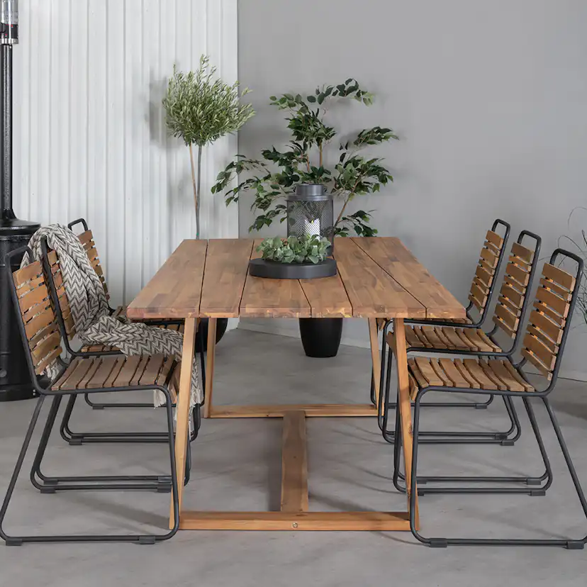 Matgrupp Utomhus Venture Home Plarra med 6 Billy Trädgårdsstolar