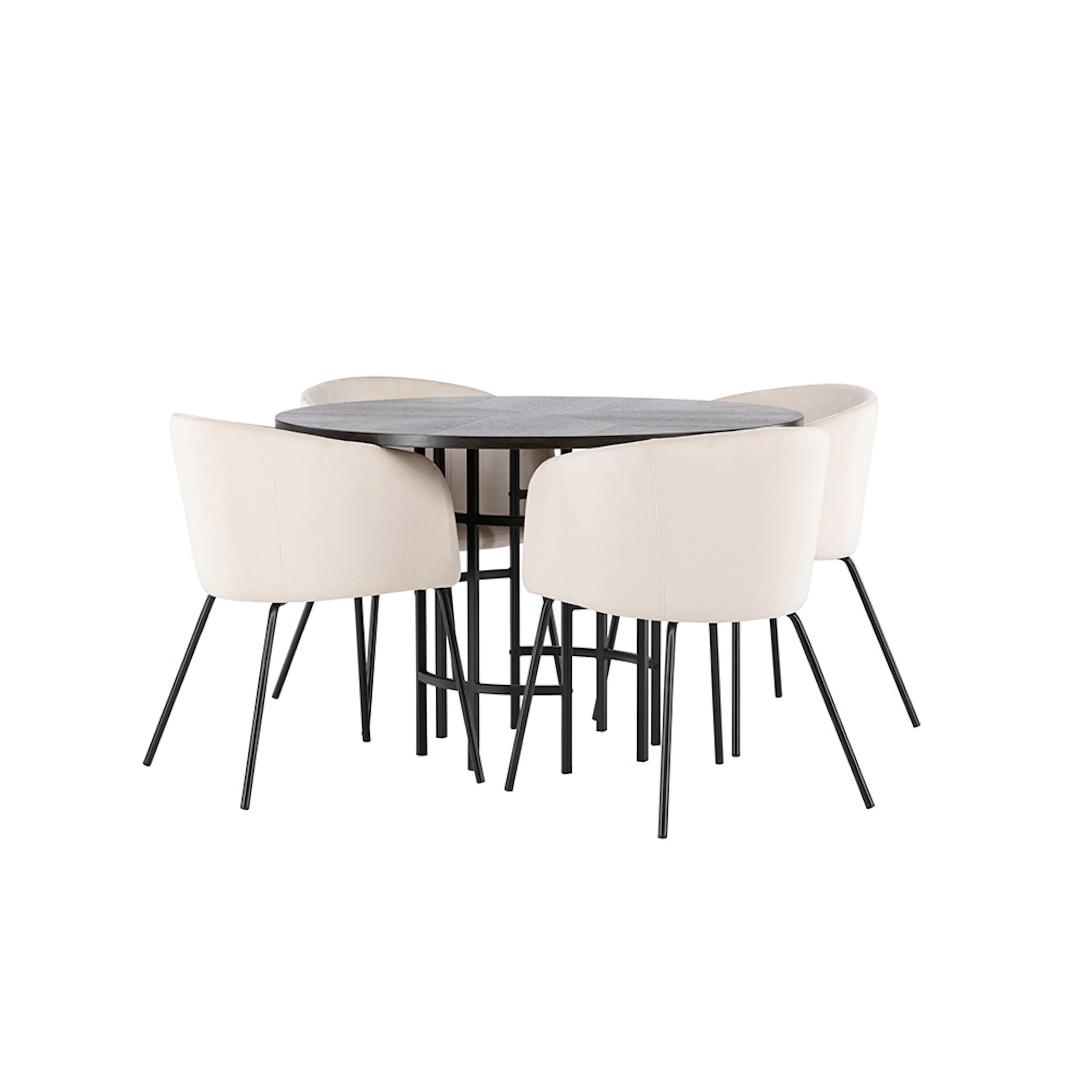 Copenhagen Dining Table - Black / Mocca Veneer +Berit Chair Mocka/Vit