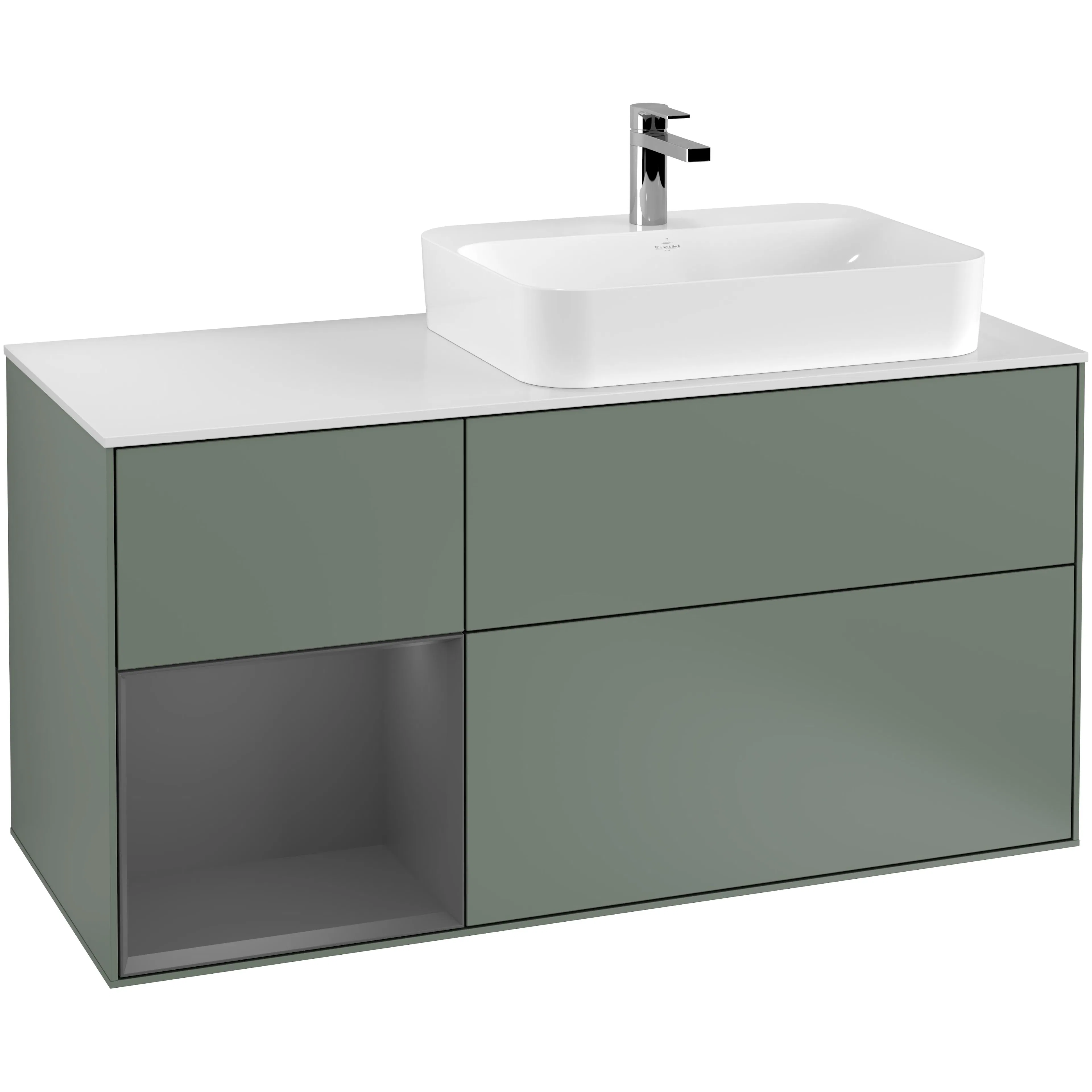 Tvättställsskåp Villeroy & Boch Finion med 3 Lådor Hylla och Bänkskiva för Ocentrerat Ytmonterat Tvättställ