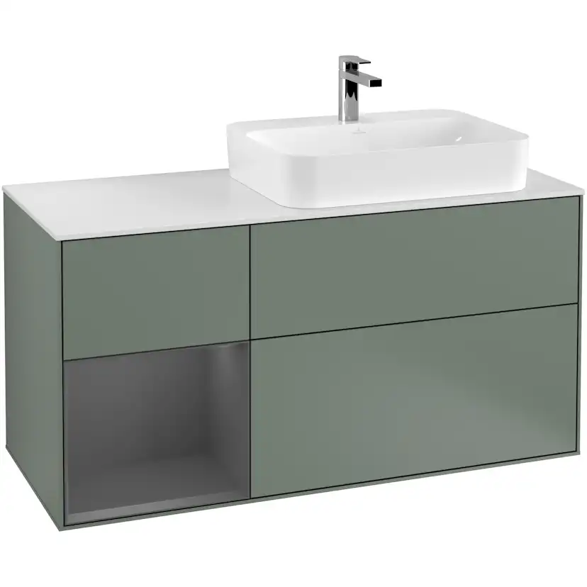 Tvättställsskåp Villeroy & Boch Finion med 3 Lådor Hylla och Bänkskiva för Ocentrerat Ytmonterat Tvättställ