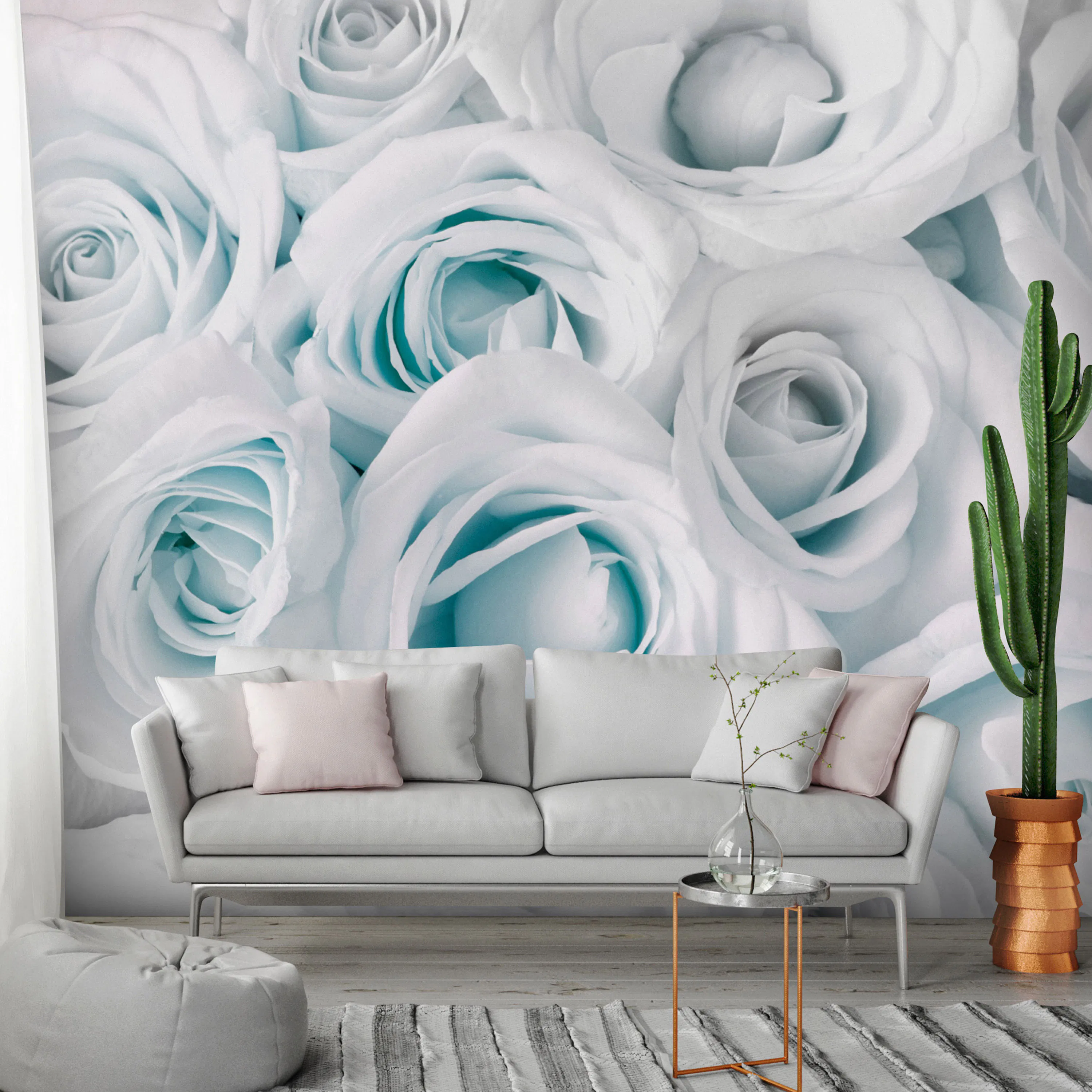 Fototapet Arkiio Självhäftande Satin Rose Turquoise