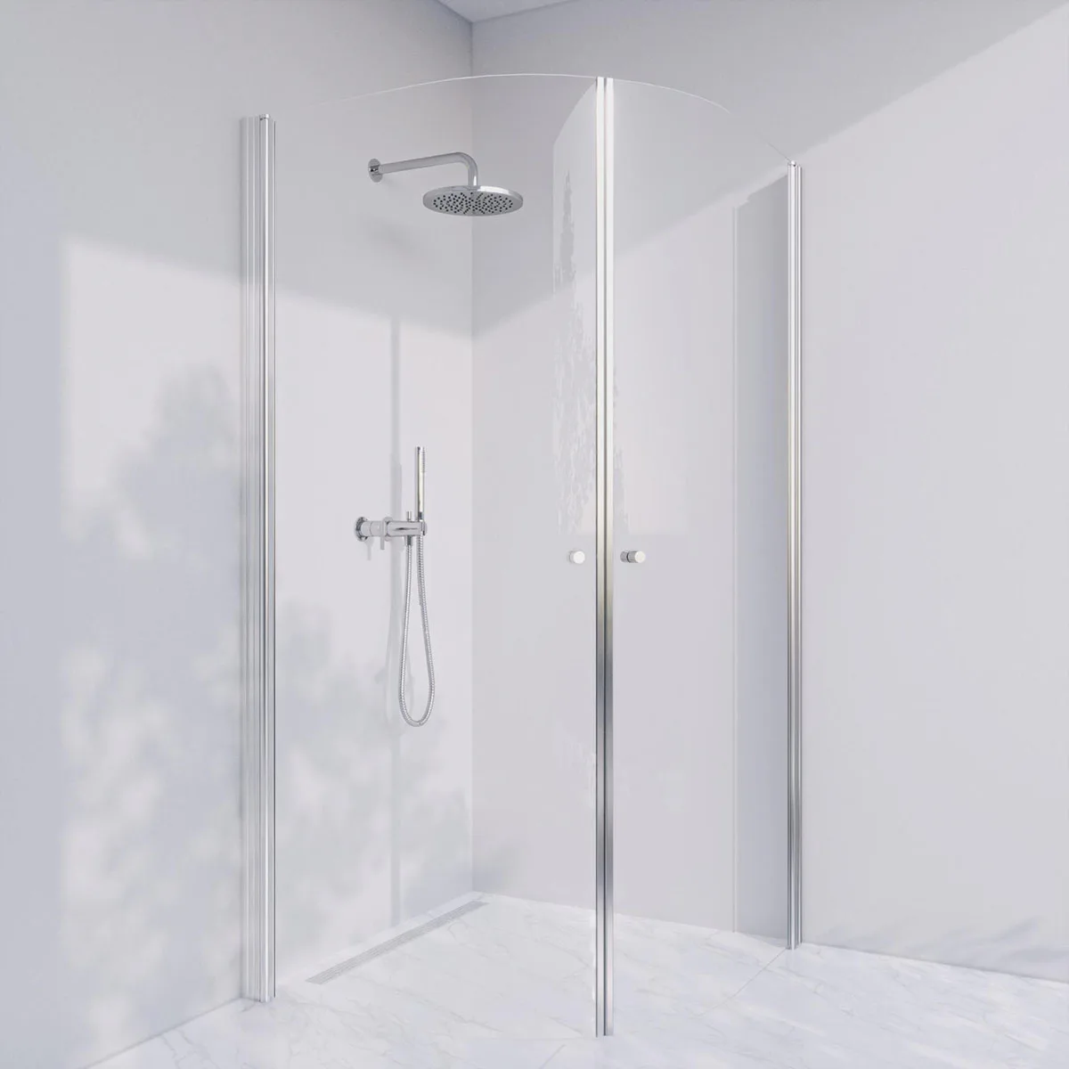 Invitrea Prime PH44/70x70/Blankpolerad/Fingergreppsknopp/Kla Storlek: 700x700 mm, Glastyp: Klarglas, Handtag: Blankpolerad Fingergreppsknopp, Profil: Blankpolerad