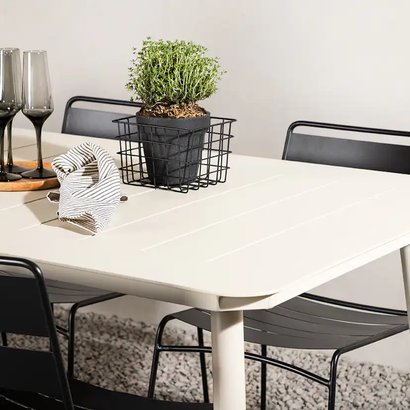 Lina Dining Table - Beige - 200*90 _1+ Lina Dining Chair - B Beige/Svart