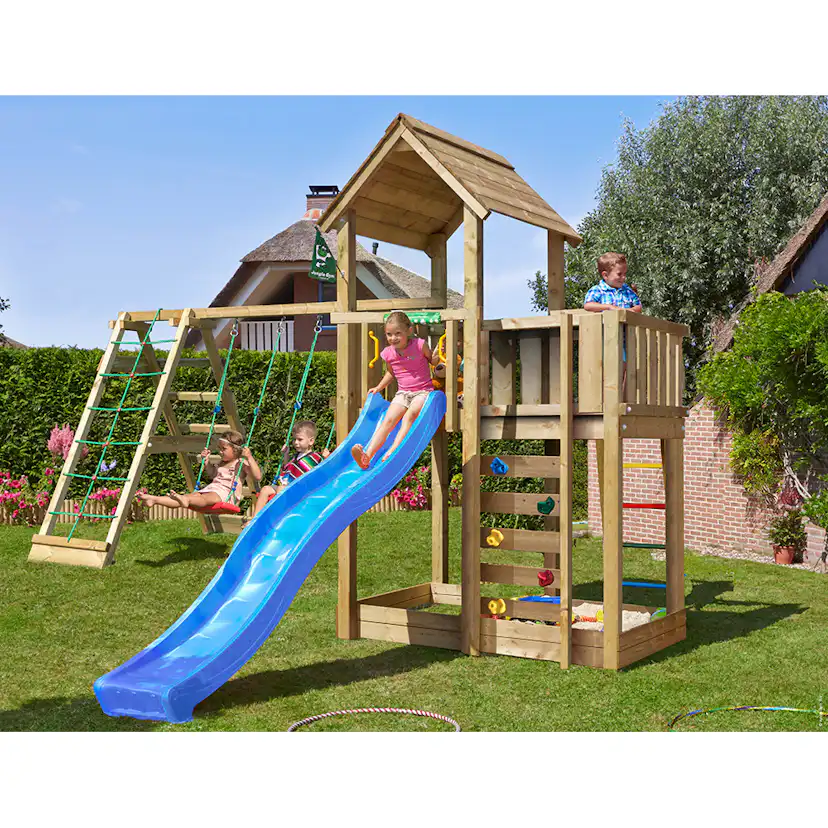 Lektorn Jungle Gym Mansion 2.1 Klättermodul Blå Rutschkana