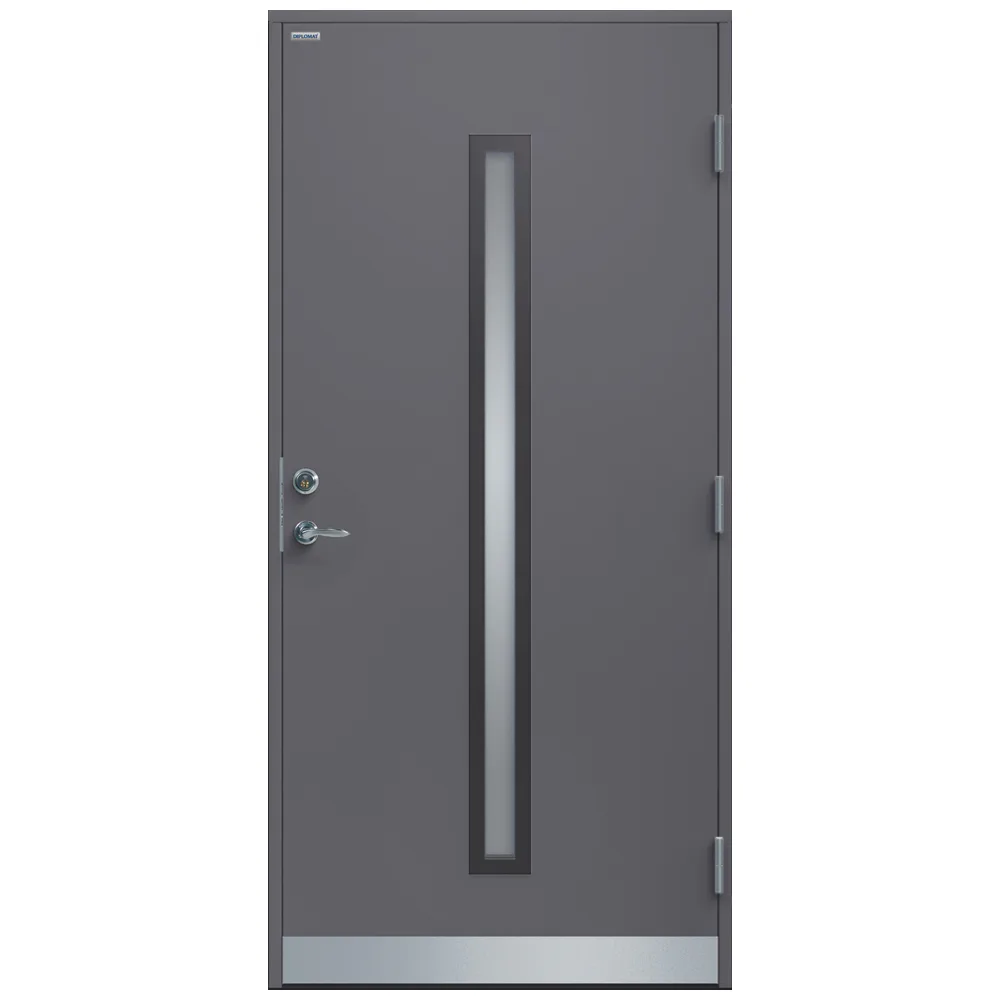Ytterdörr Ronja Steppat Glas 9x21 NCS S-6502-B, Grå Vänster BxH: 90x210 cm, Grafitgrå, Vänsterhängd