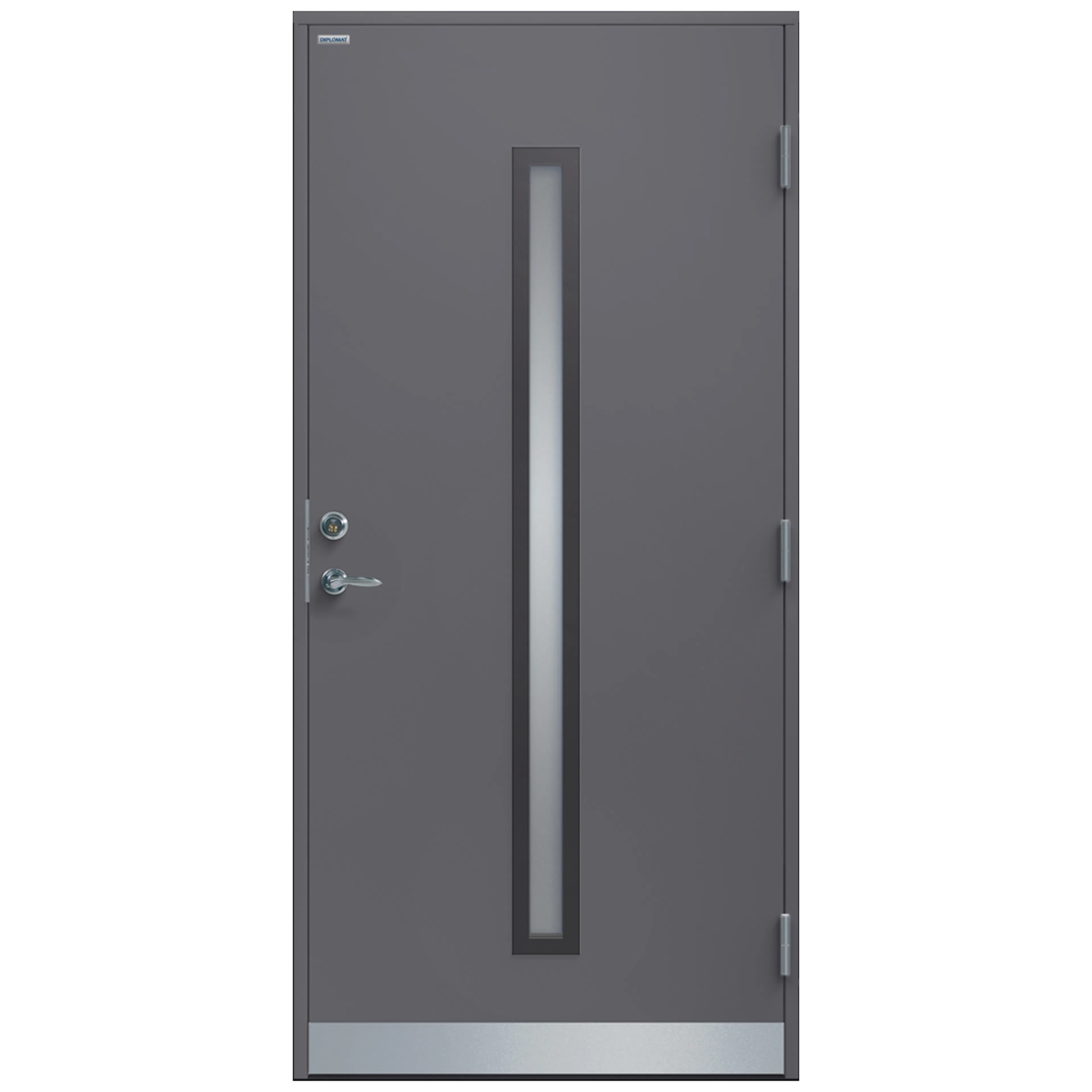 Ytterdörr Ronja Steppat Glas 9x21 NCS S-6502-B, Grå Vänster BxH: 90x210 cm, Grafitgrå, Vänsterhängd