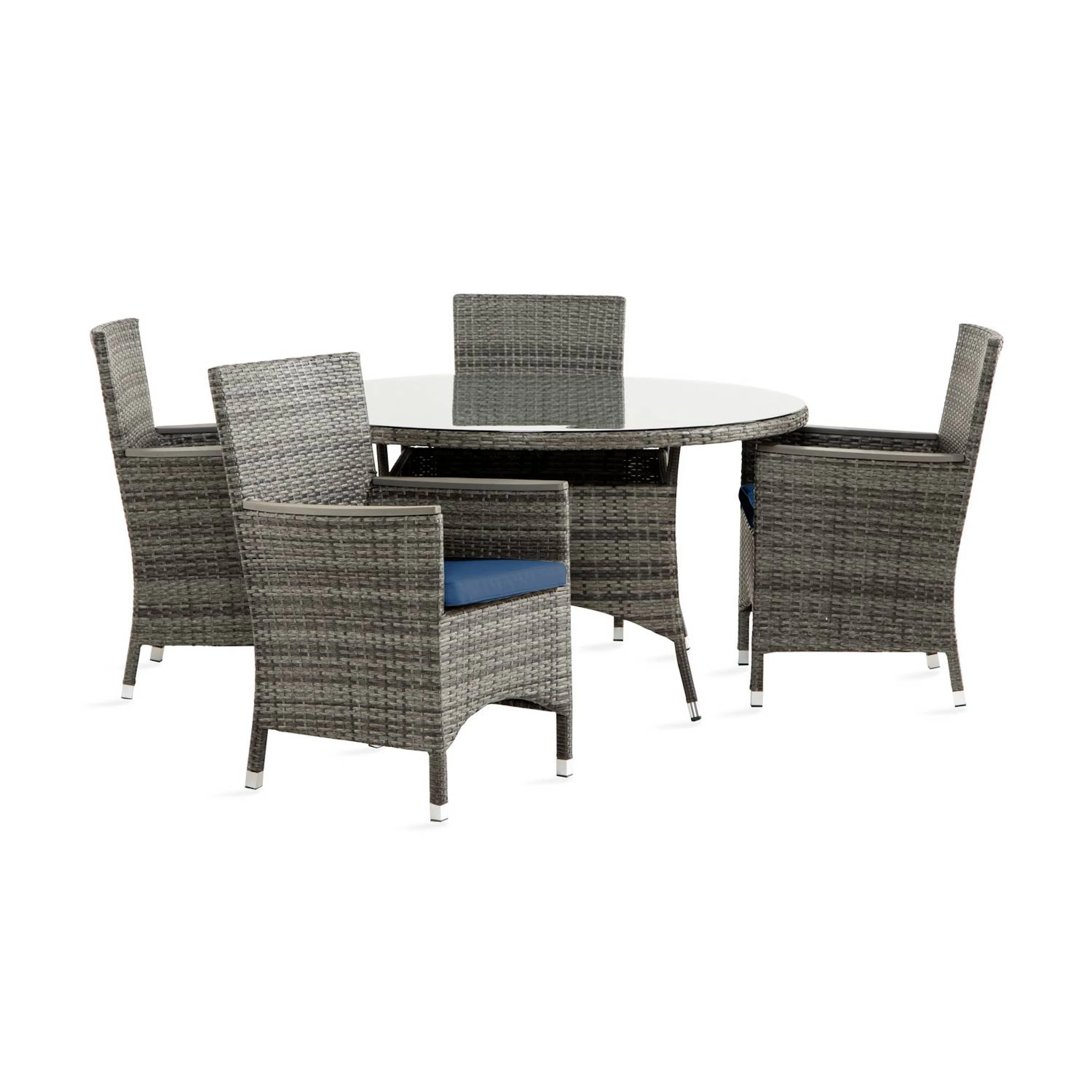 Matgrupp Comfort Garden Thor Matgrupp Utomhus 140 Rund med 4 Thor Lyx Stol m Armstöd m Dyna