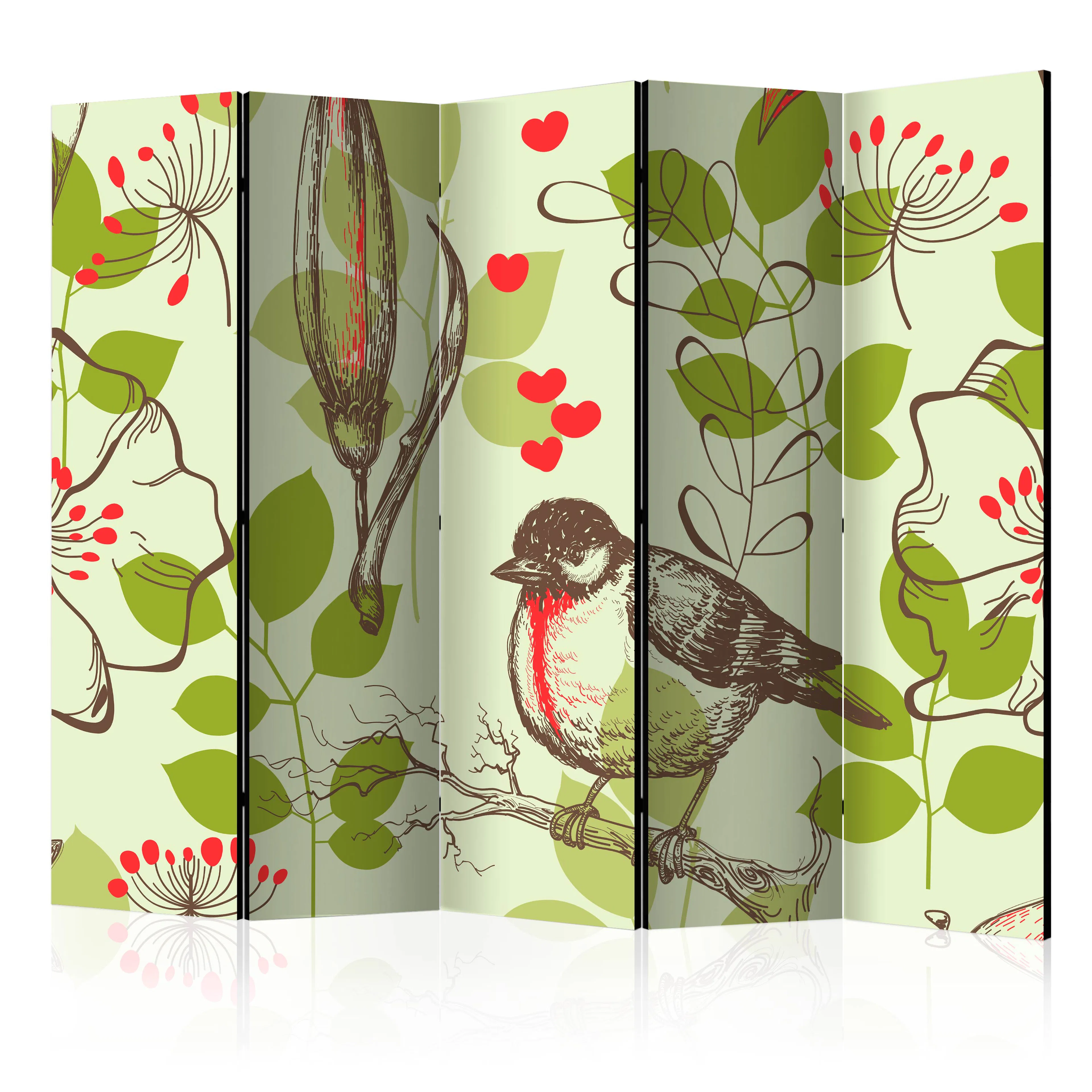 Rumsavdelare Arkiio Bird and Lilies Vintage Pattern II 225x172 cm