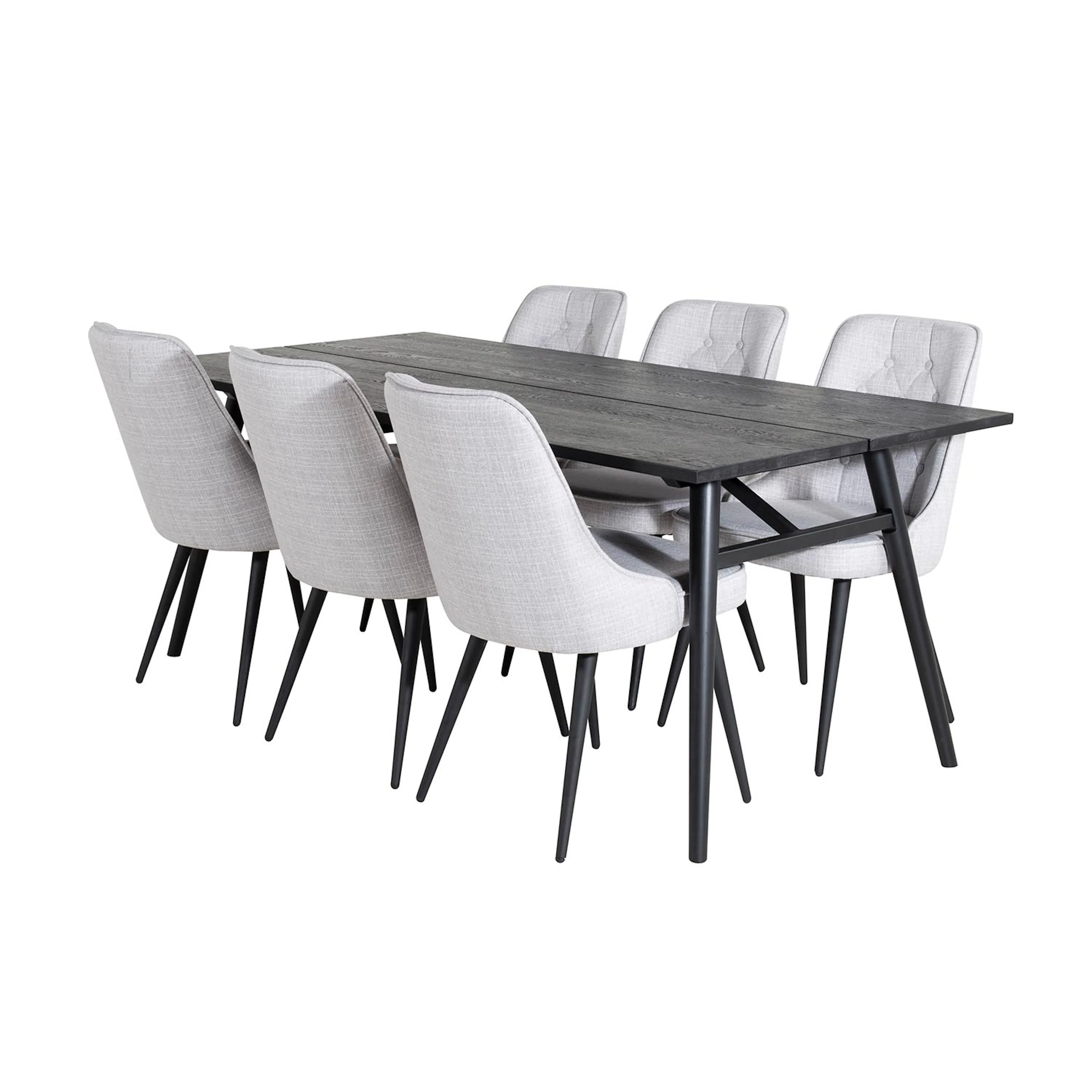 Sleek Extentiontable Black Brushed -Velvet Chair-Light Grey Svart/Ljusgrå