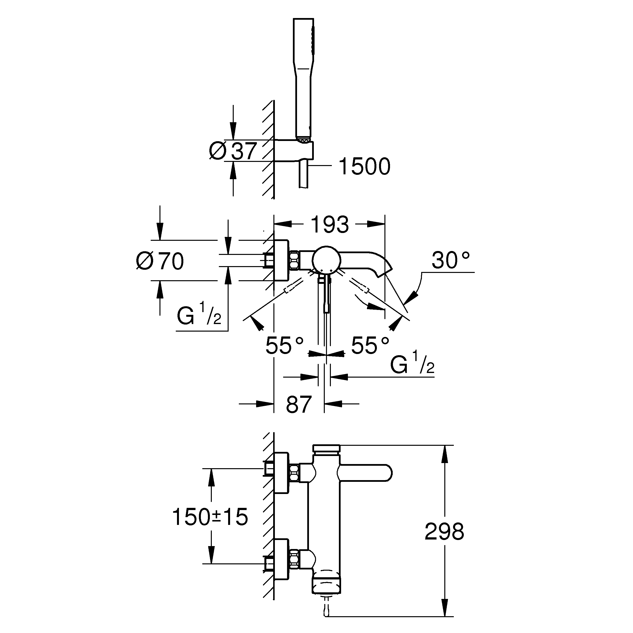 Dusch- och Badkarsblandare Grohe Essence 150 cc