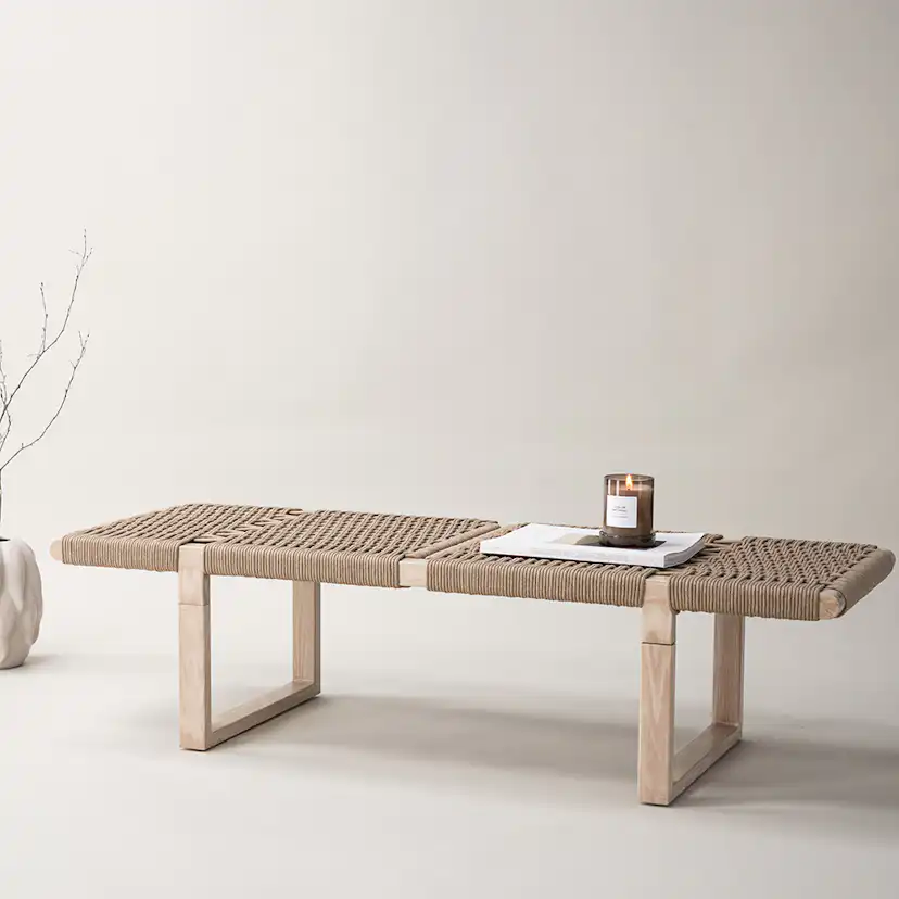 Bänk Vind Ängön Naturfärgad Sittbänk Rep & Trä 140 cm