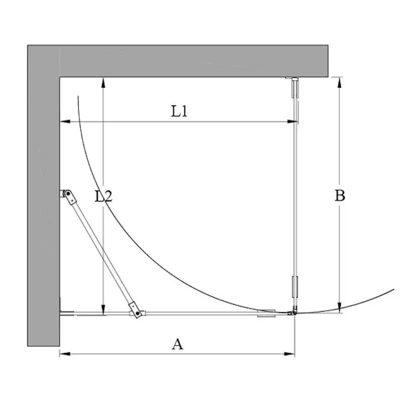 Vetro 540 (511x512) Duschhörna 802 Fast Vägg (A) x 800 Vändbar Dörr (B) mm, Svarta Profiler